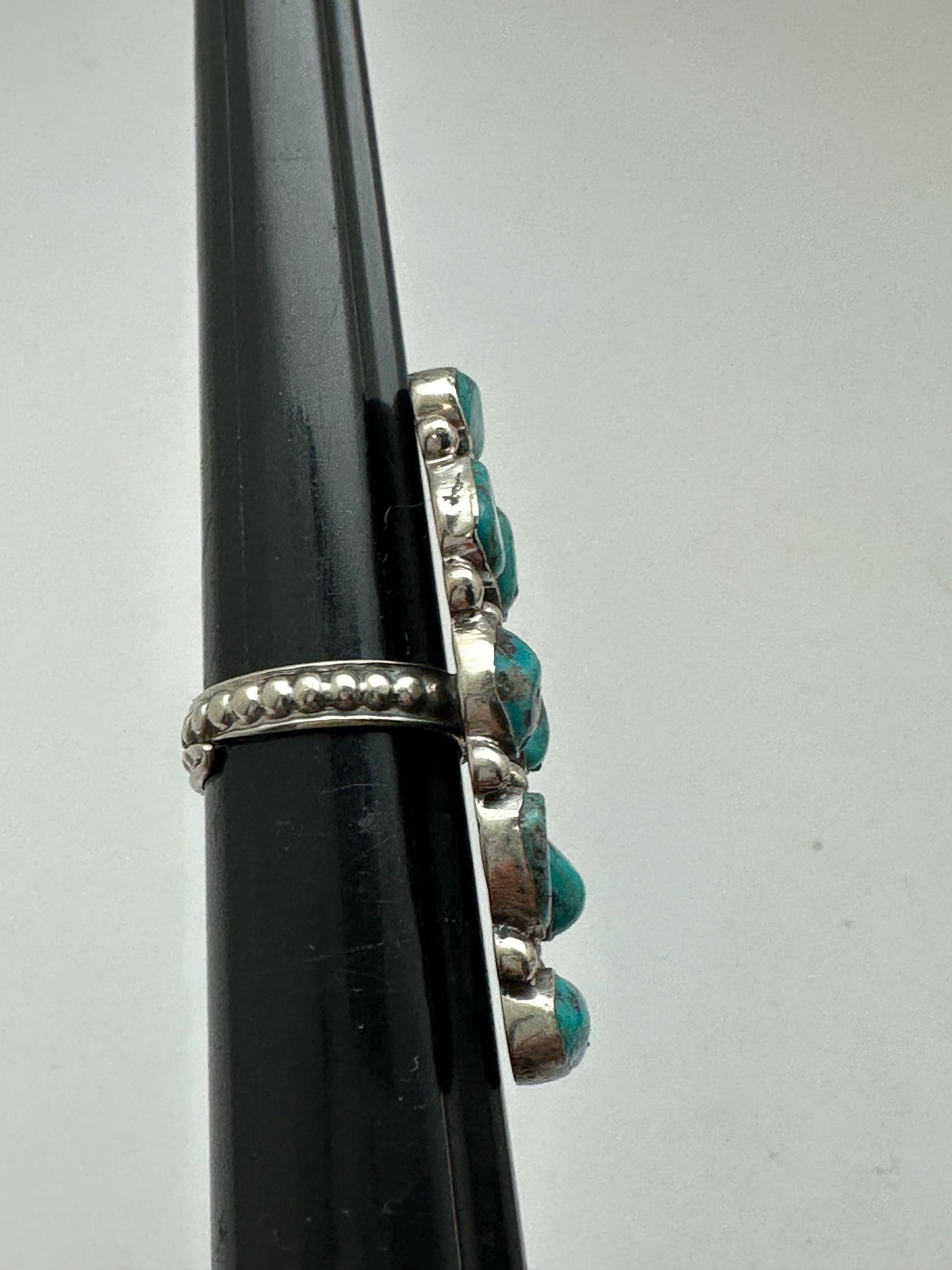 Turquoise ring, handcrafted, adjustable, Tibetan silver, ethnic style,Nepalese,49mmX19mm