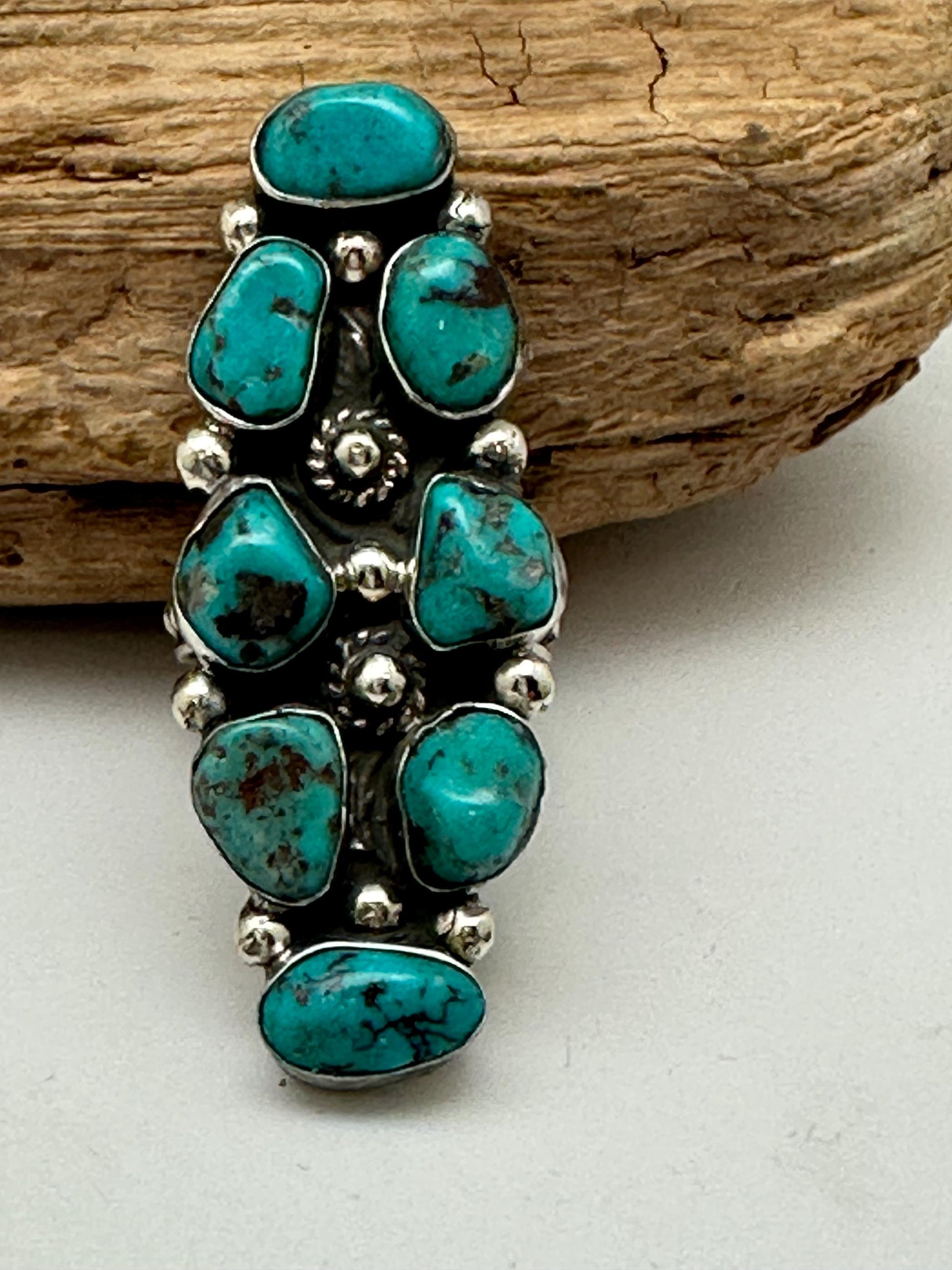 Turquoise ring, handcrafted, adjustable, Tibetan silver, ethnic style,Nepalese,49mmX19mm