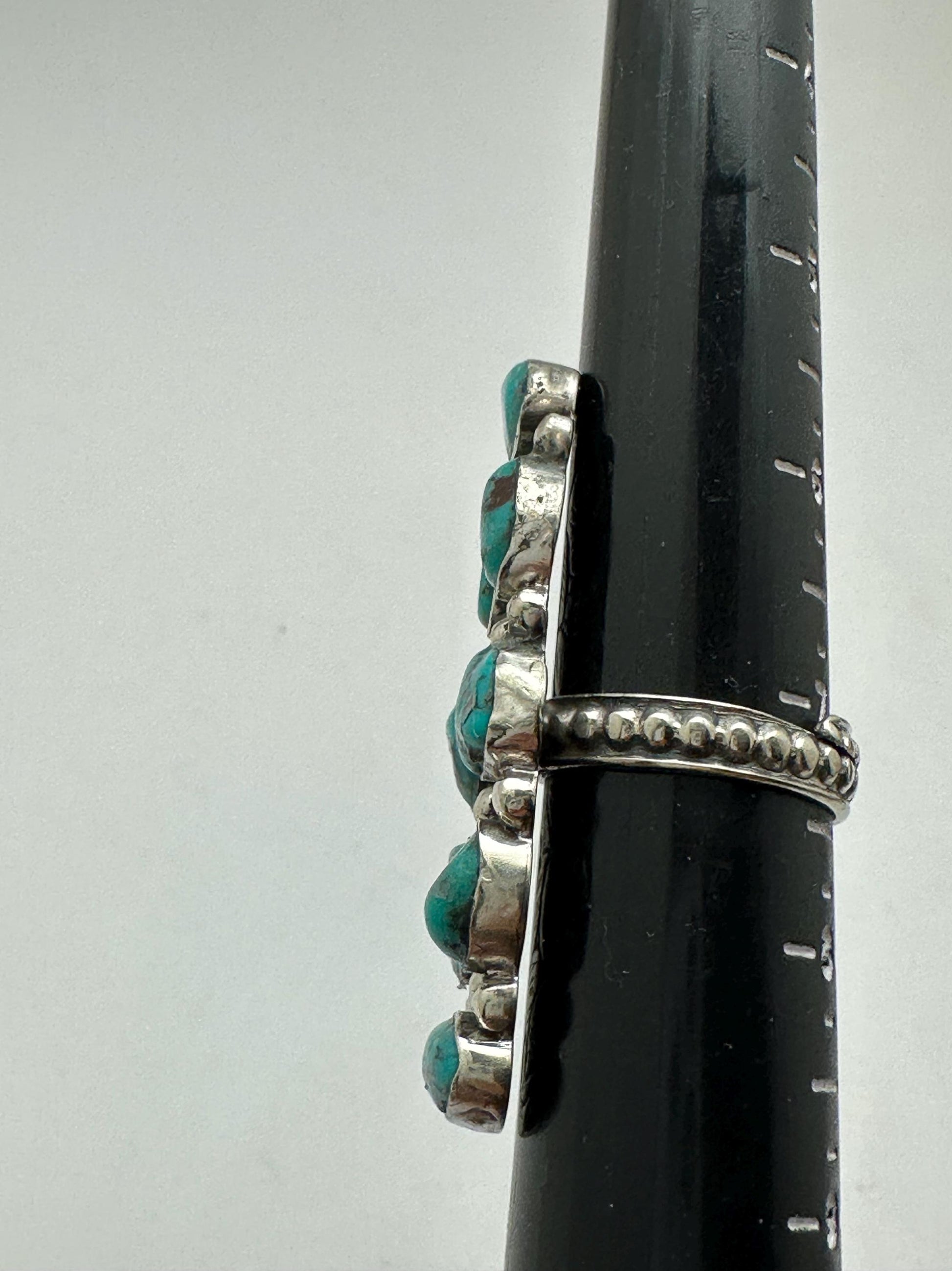 Turquoise ring, handcrafted, adjustable, Tibetan silver, ethnic style,Nepalese,49mmX19mm