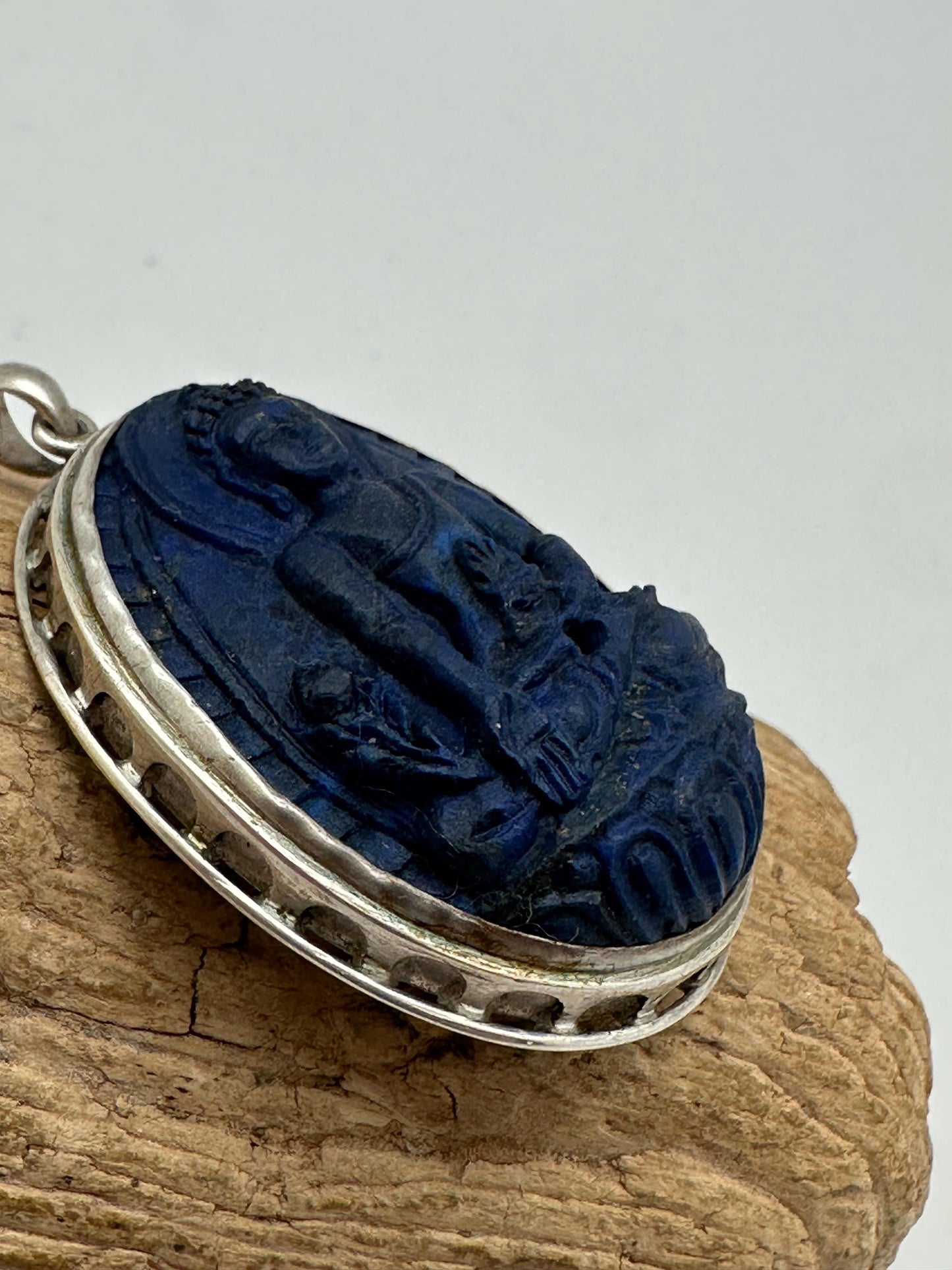 Medicine Buddha, untreated natural lapis lazily with 925 sterling silver, master handcrafted from nepal