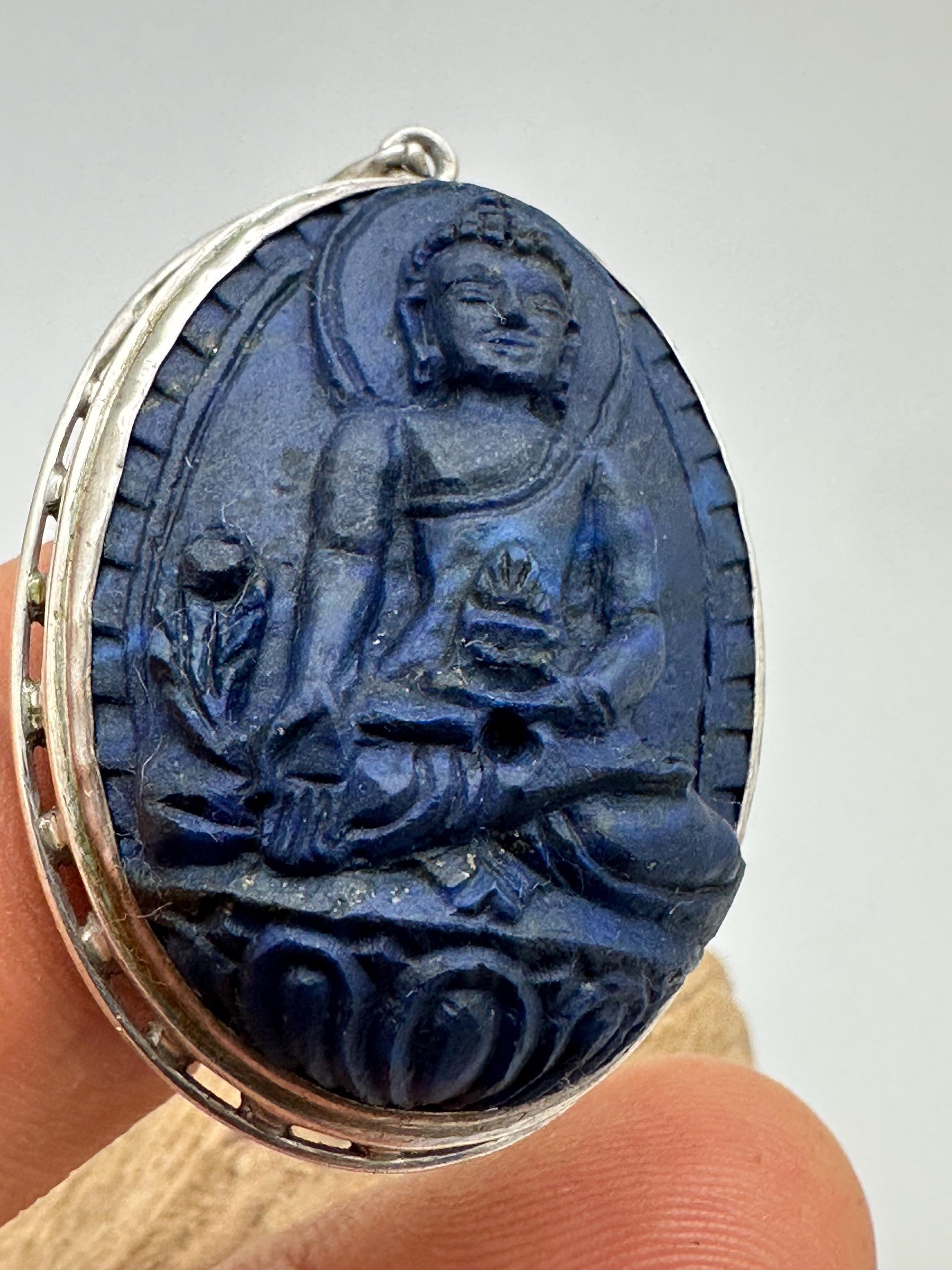 Medicine Buddha, untreated natural lapis lazily with 925 sterling silver, master handcrafted from nepal