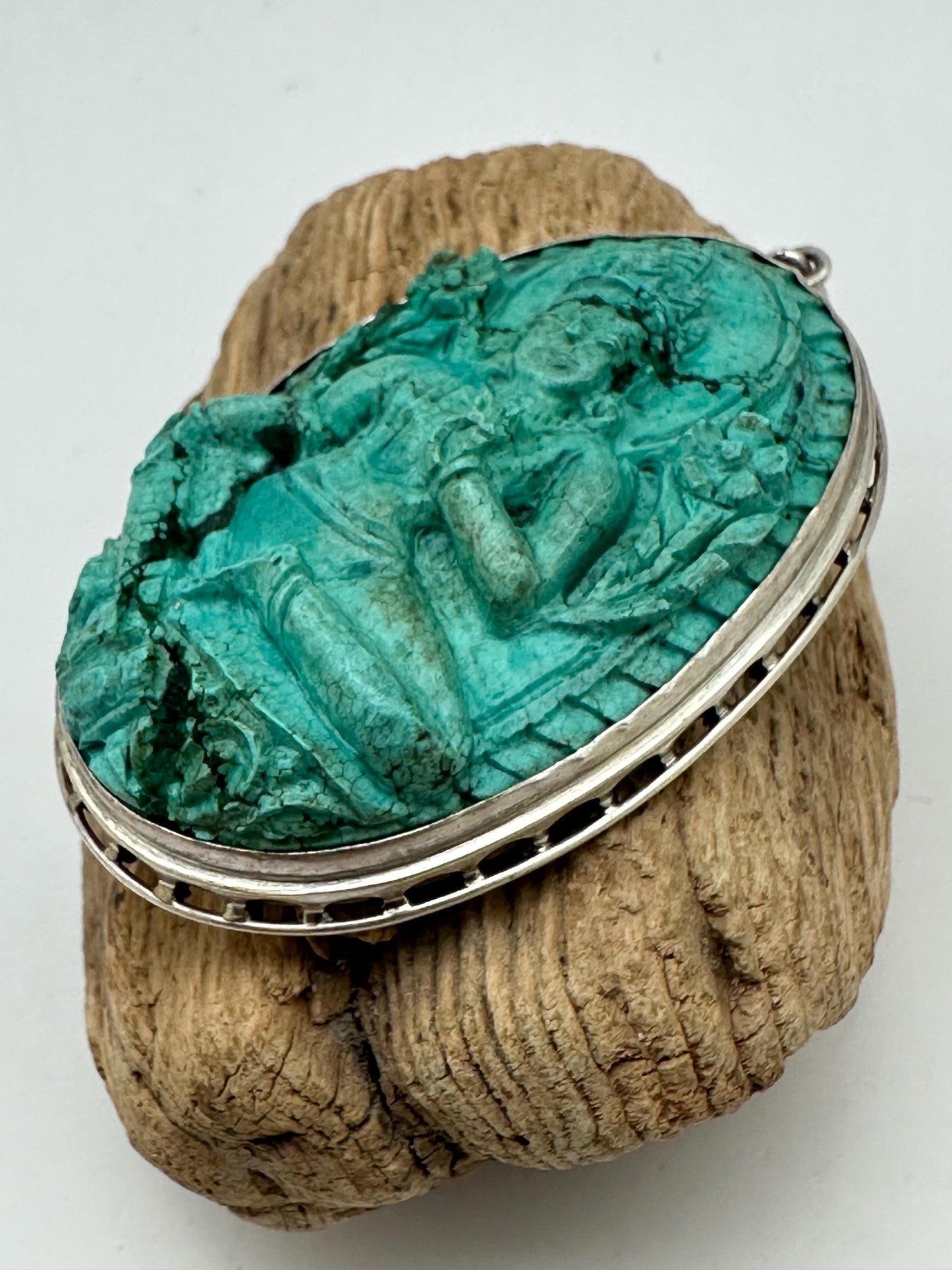 Green tara , untreated, Tibetan natural turquoise, 925 sterling silver master handcrafted from nepal