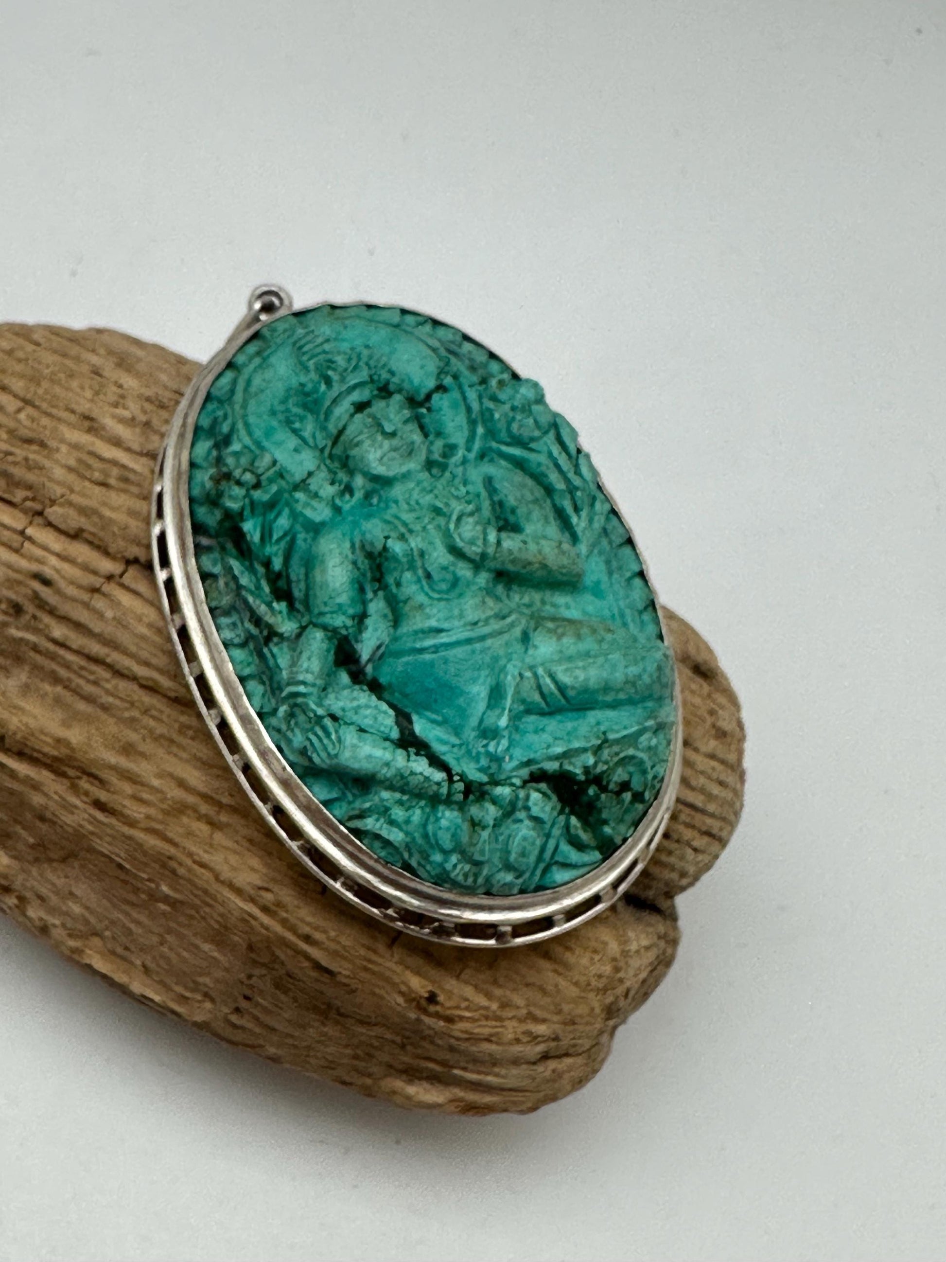 Green tara , untreated, Tibetan natural turquoise, 925 sterling silver master handcrafted from nepal