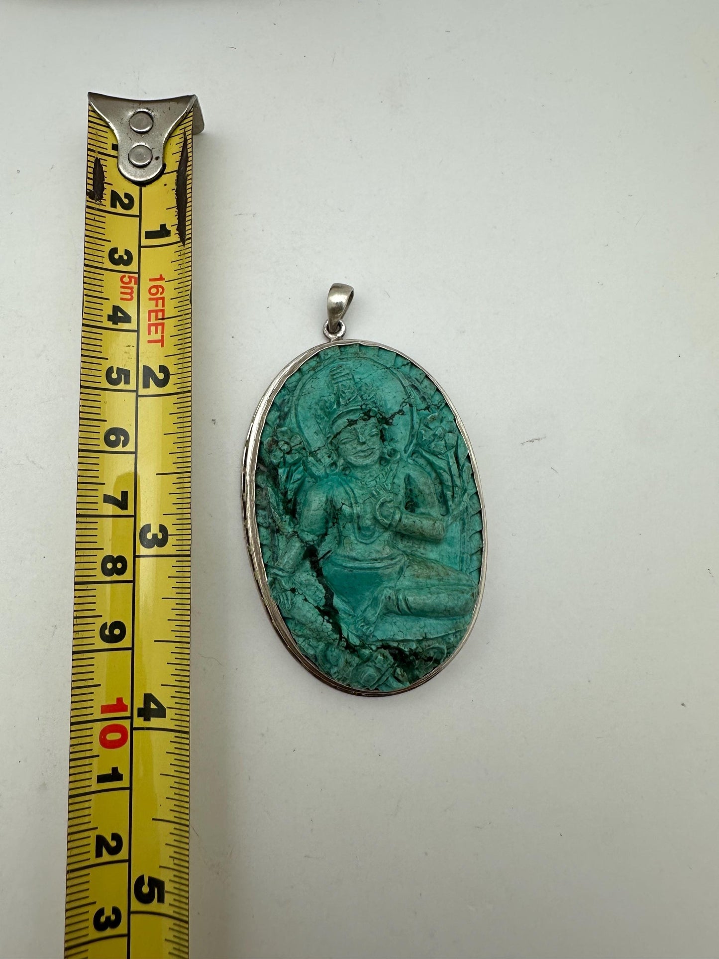 Green tara , untreated, Tibetan natural turquoise, 925 sterling silver master handcrafted from nepal