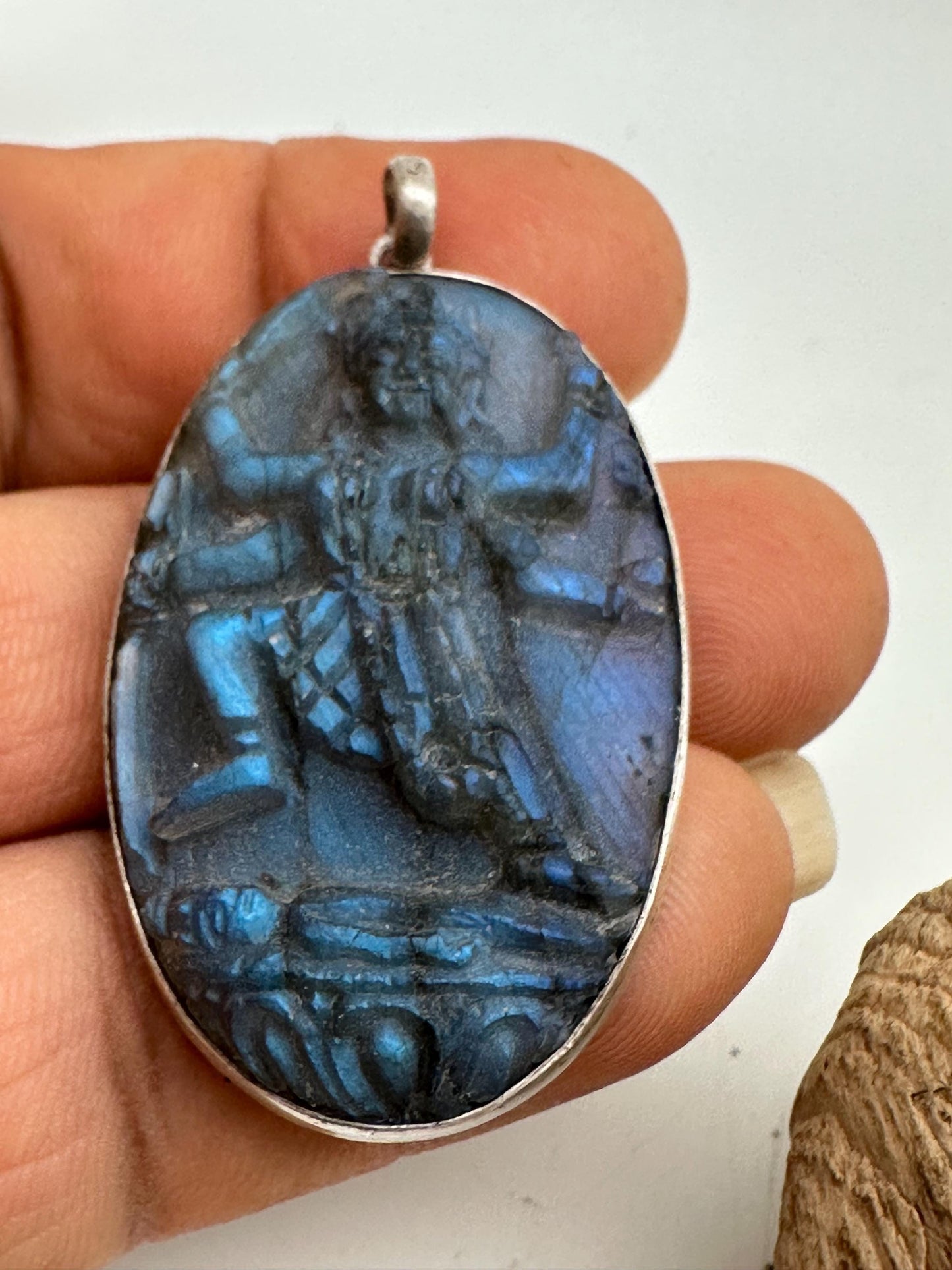 Kali pendant, master handcrafted labradorite with sterling silver, from nepal one of the kind