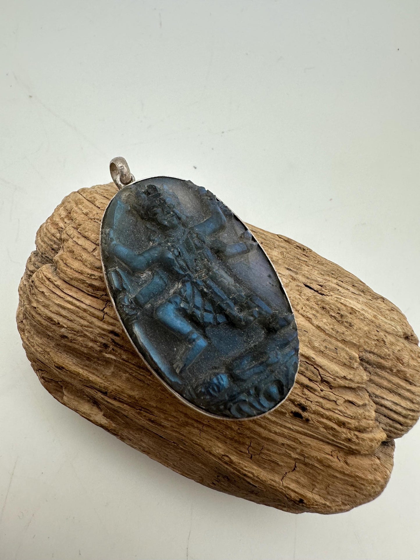 Kali pendant, master handcrafted labradorite with sterling silver, from nepal one of the kind