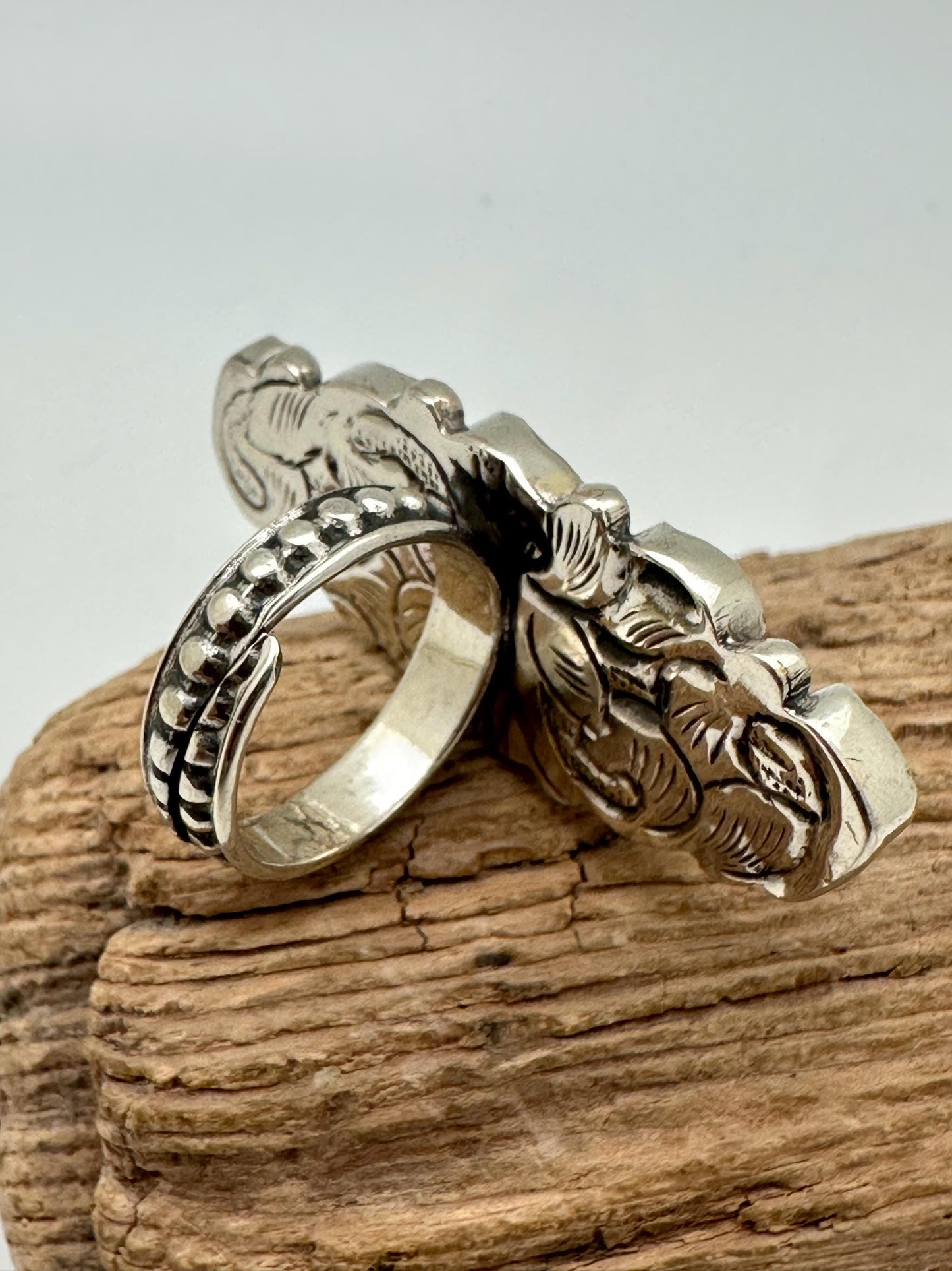 Turquoise ring, handcrafted, adjustable, Tibetan silver, ethnic style,Nepalese,49mmX19mm