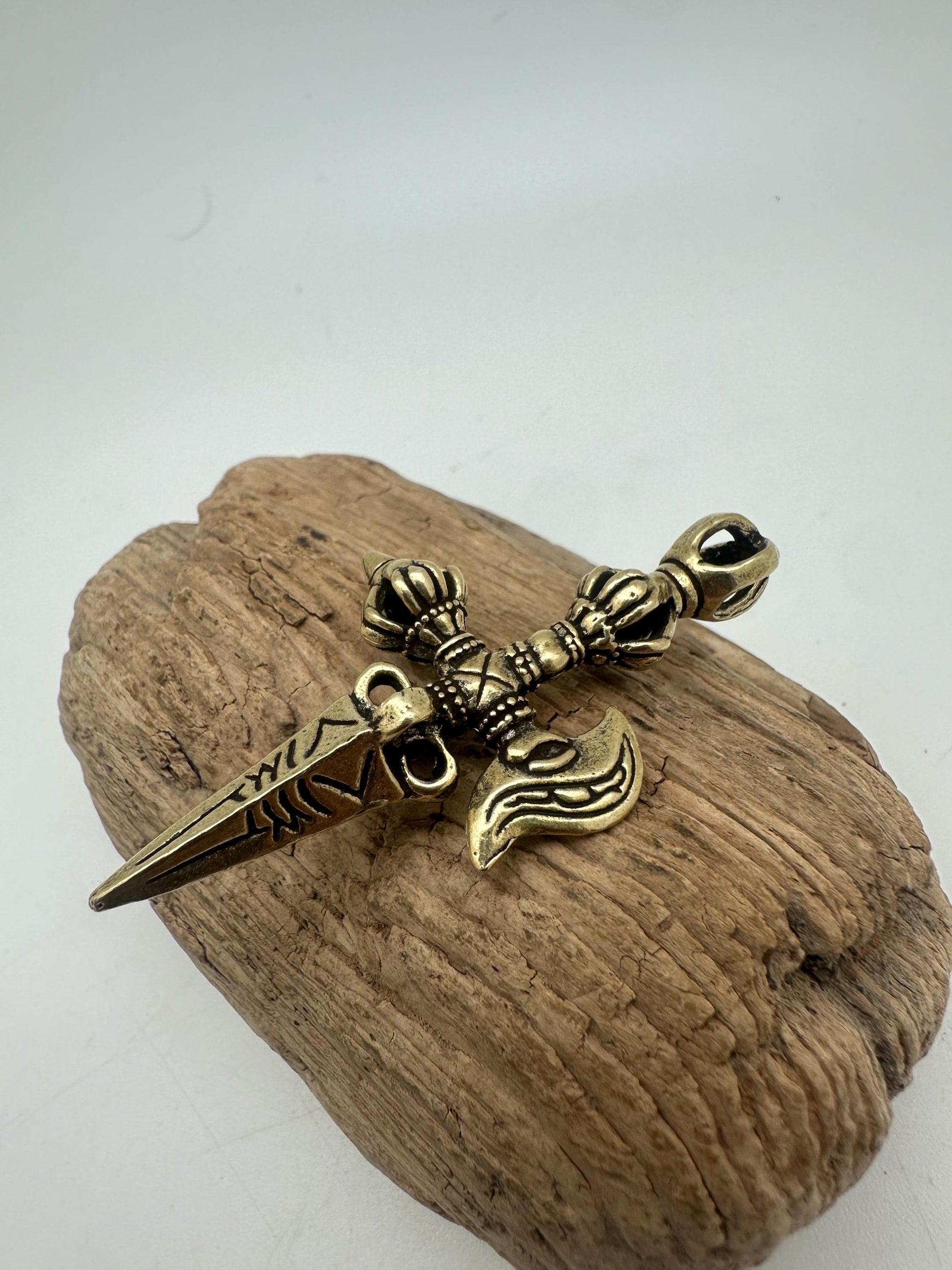 Phurba, phurpa pendent, sacred ritual amulet master handcrafted brass from nepal