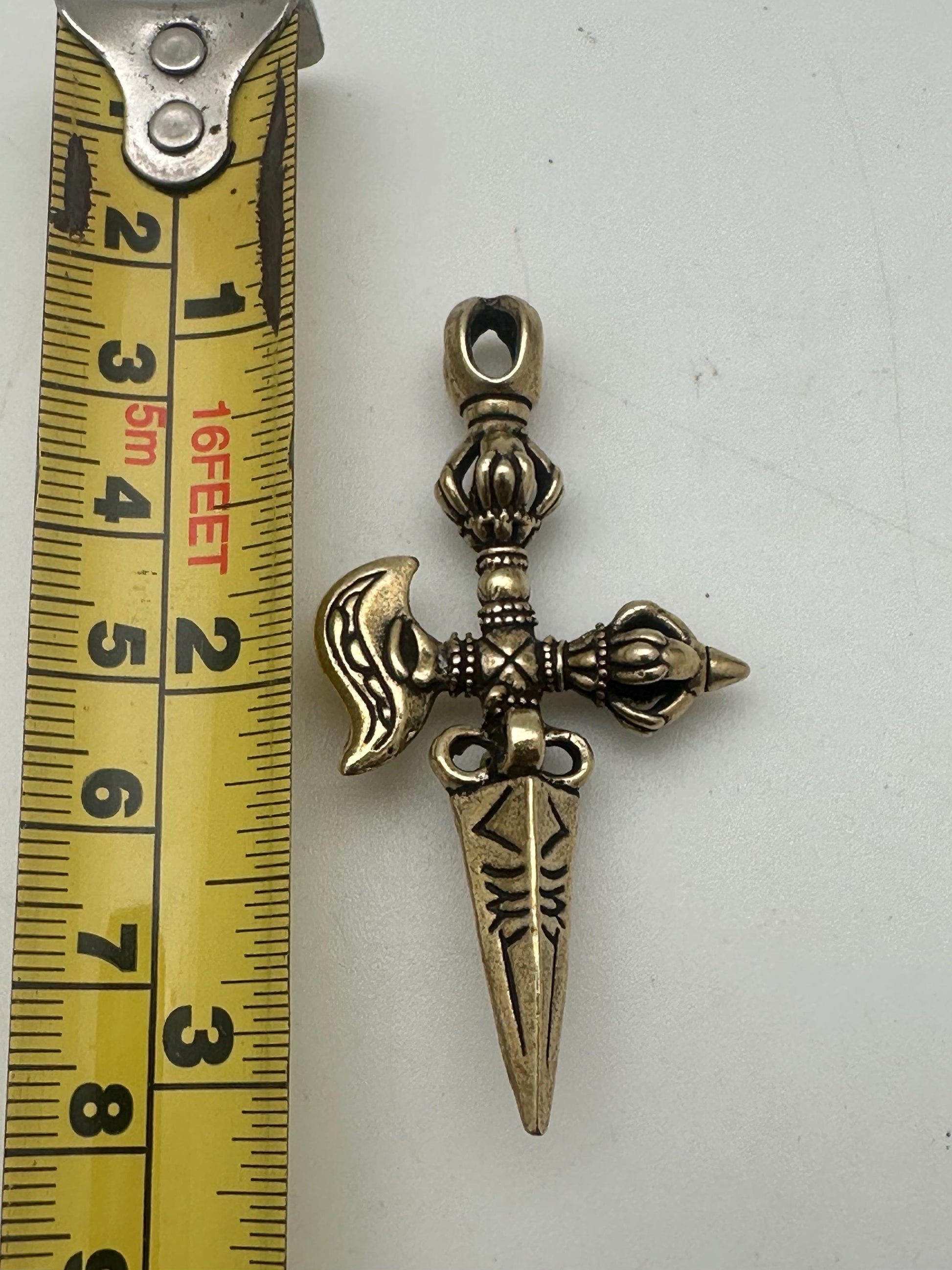 Phurba, phurpa pendent, sacred ritual amulet master handcrafted brass from nepal