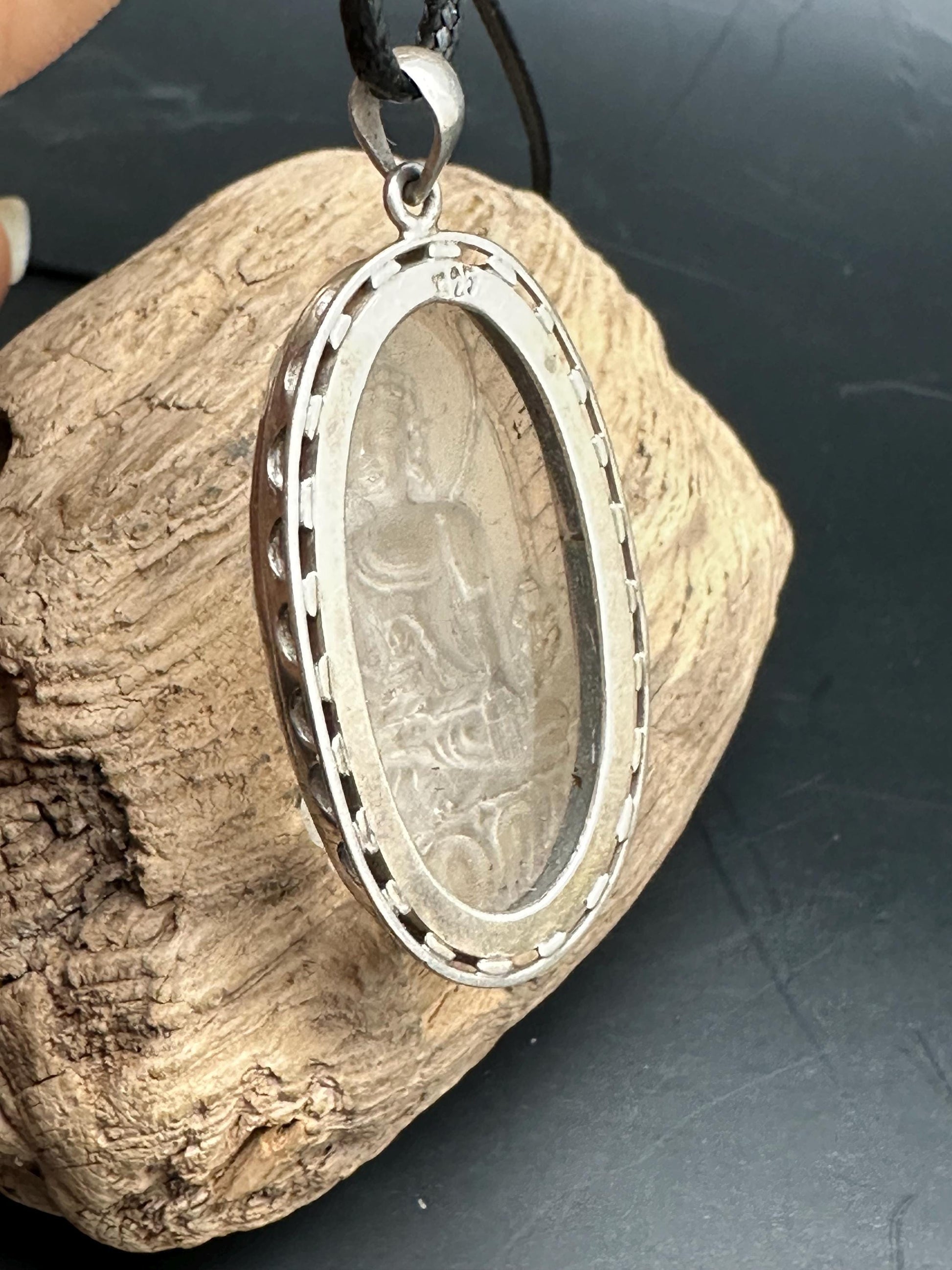 Medicine Buddha pendent, master handcrafted natural quartz crystal with sterling silver