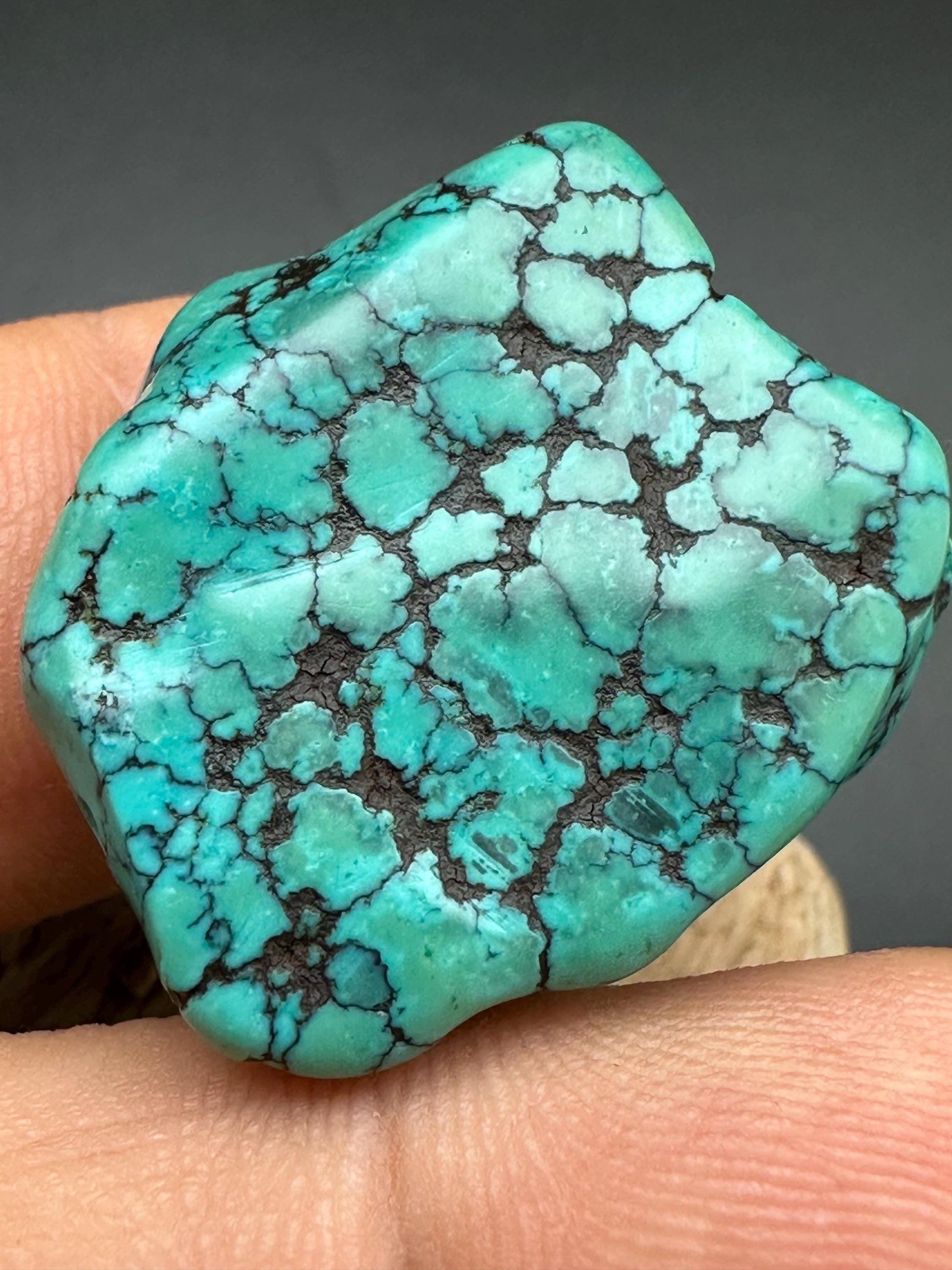 Vintage Tibetan Turquoise Gemstone, Natural Blue Stone, Rare Collectible