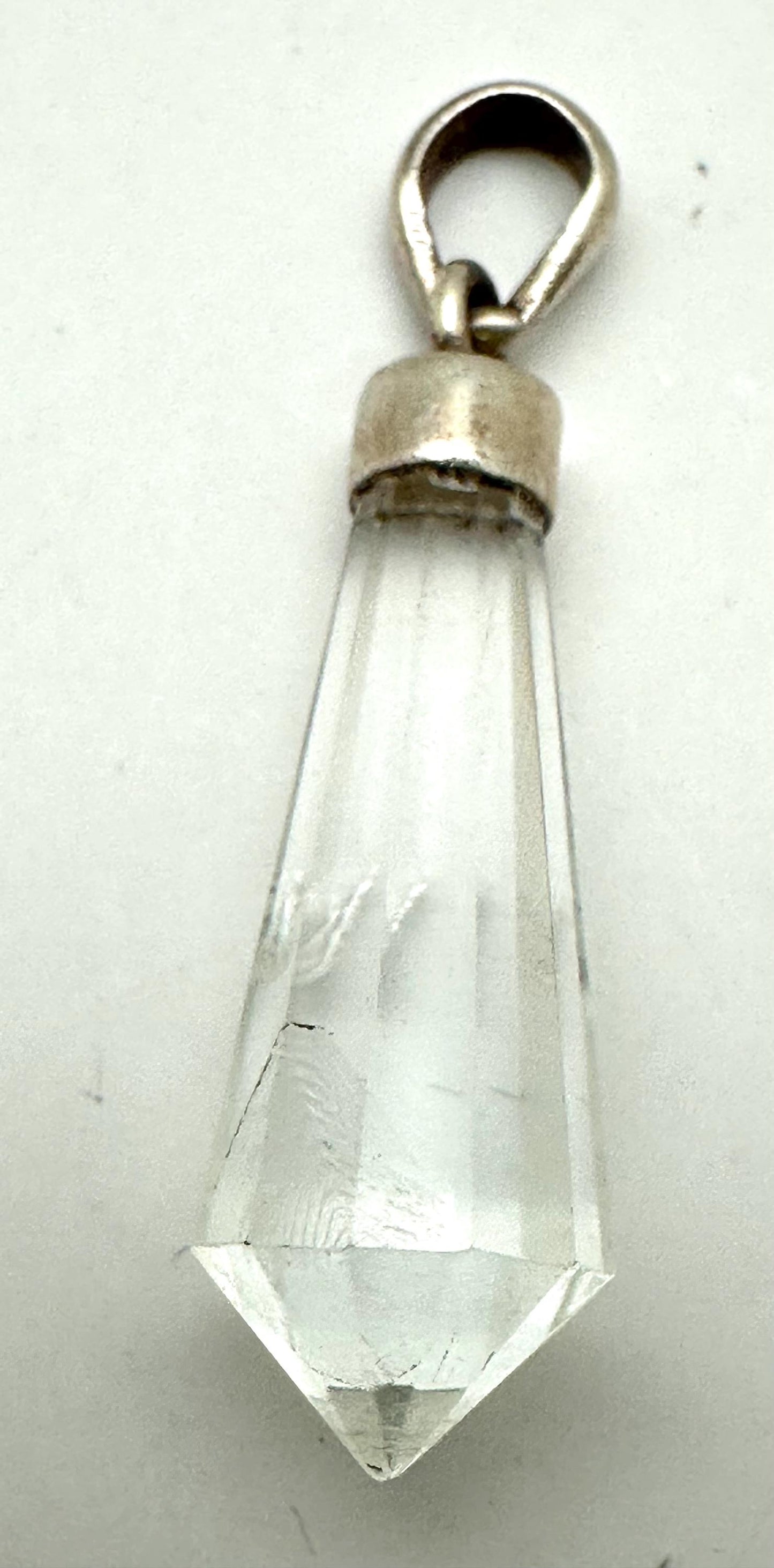 Quartz crystal pendant,point pendant ,handcrafted,sterling silver