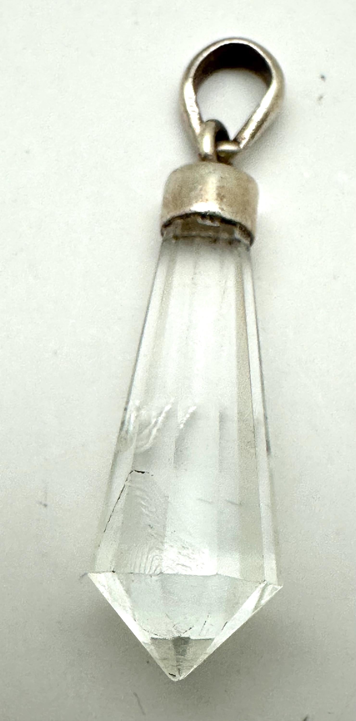 Quartz crystal pendant,point pendant ,handcrafted,sterling silver