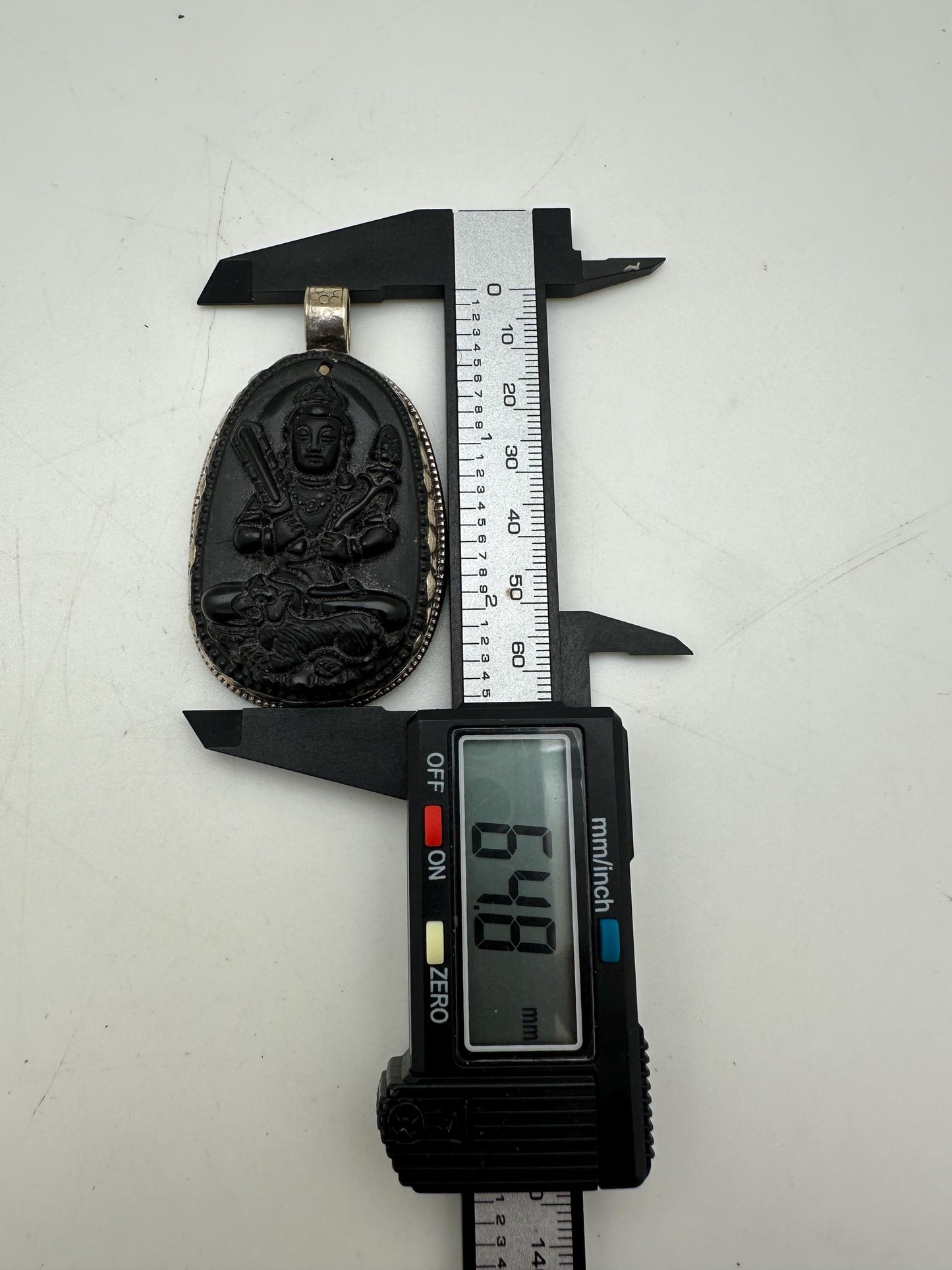 obsidian akasagarbha , boddhisattva, amulet,tibetan silver,