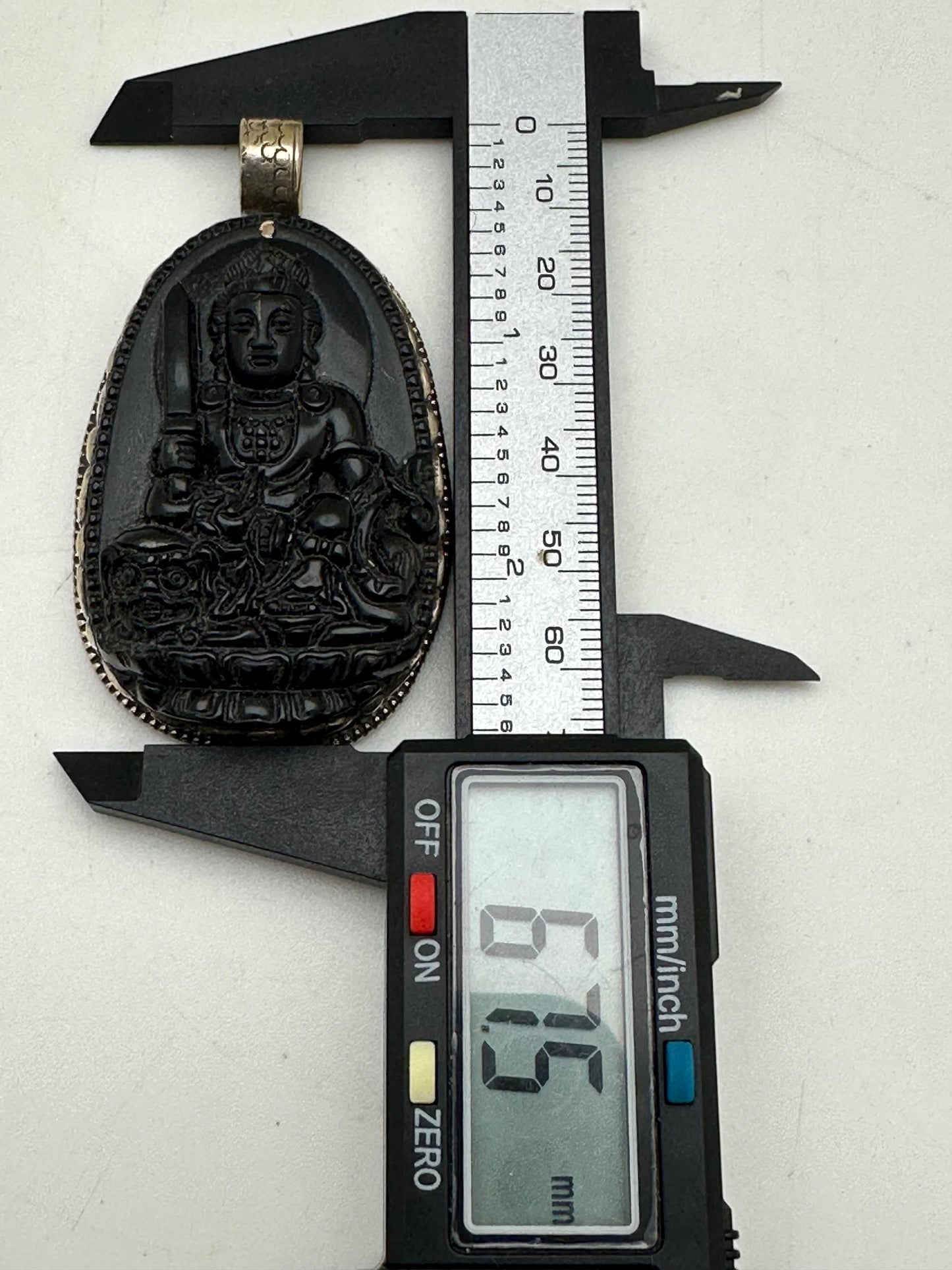 Obsidian manjusri, handcrafted with Tibetan silver