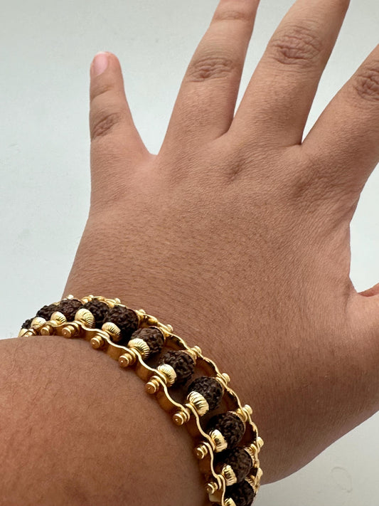 Rudrasha bracelet, emulate , master handmade with gild