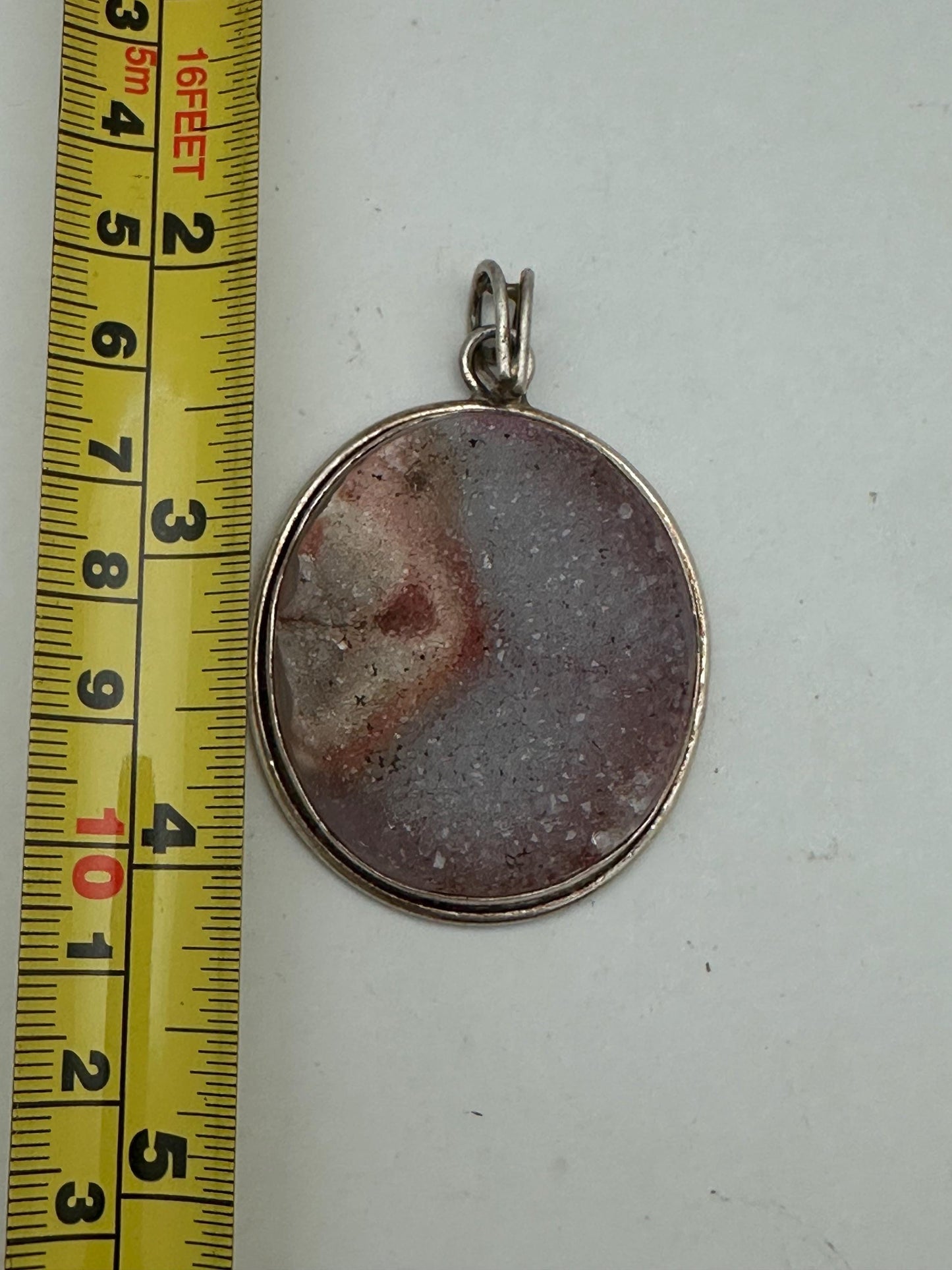 Druzy agate pendant, untreated natural , sterling silver, handcrafted