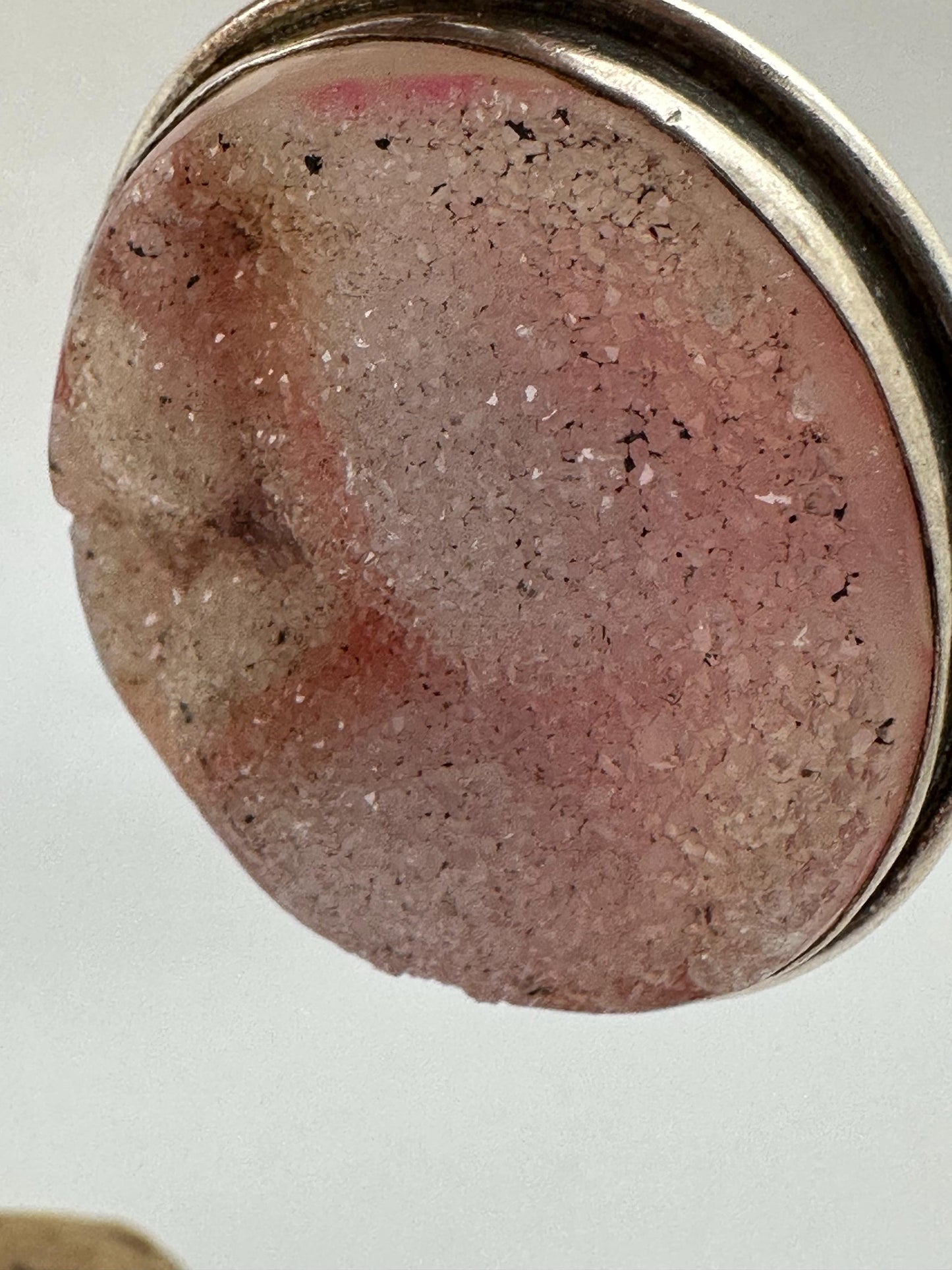Druzy agate pendant, untreated natural , sterling silver, handcrafted