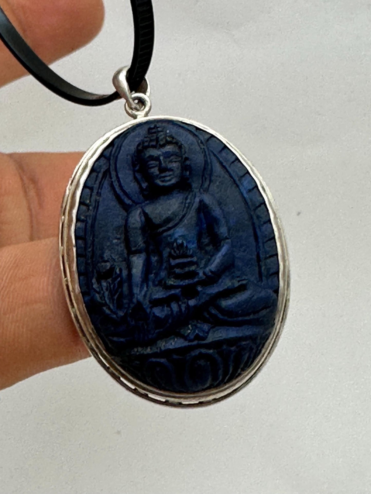 Medicine Buddha, untreated natural lapis lazily with 925 sterling silver, master handcrafted from nepal