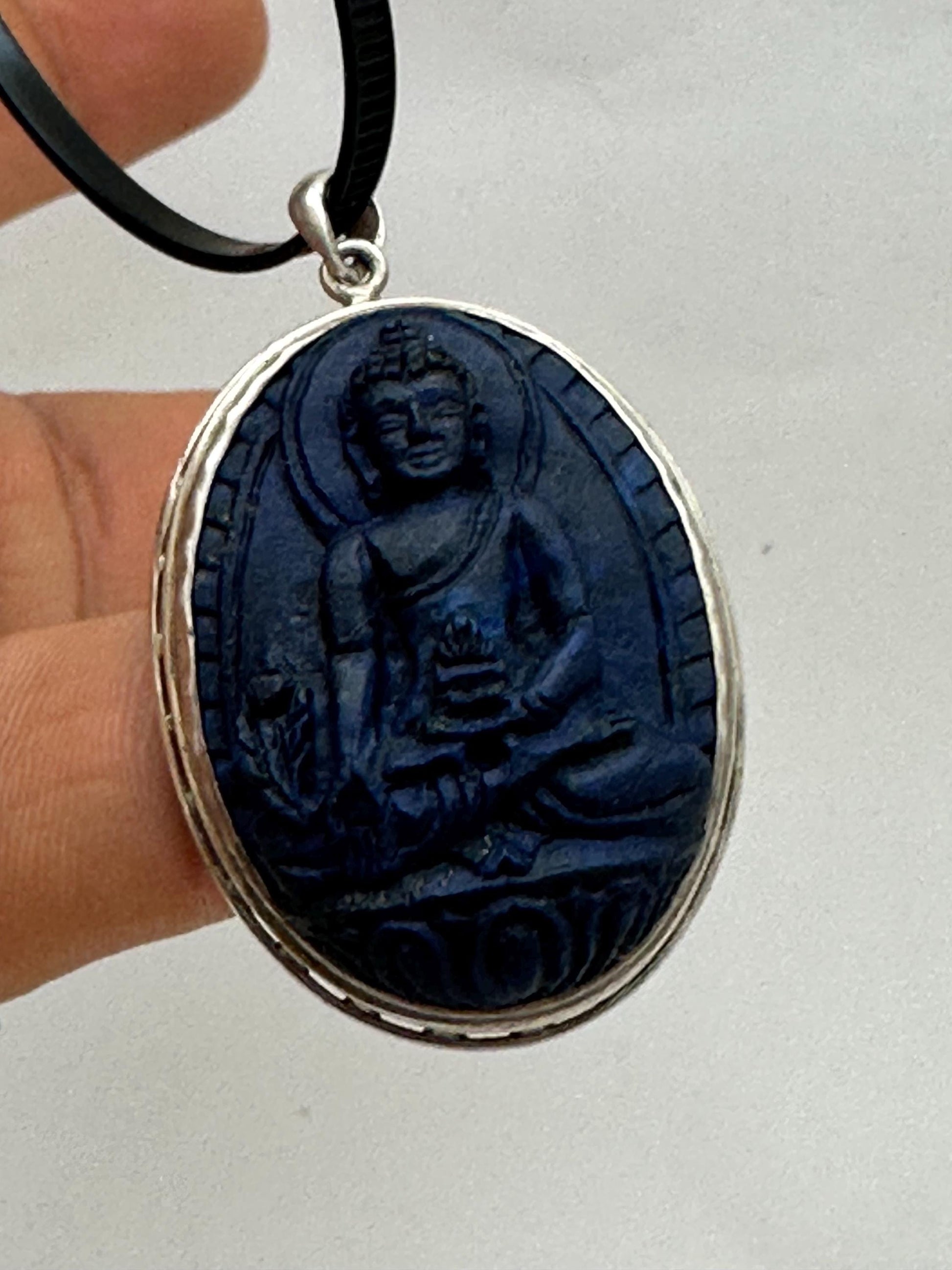 Medicine Buddha, untreated natural lapis lazily with 925 sterling silver, master handcrafted from nepal