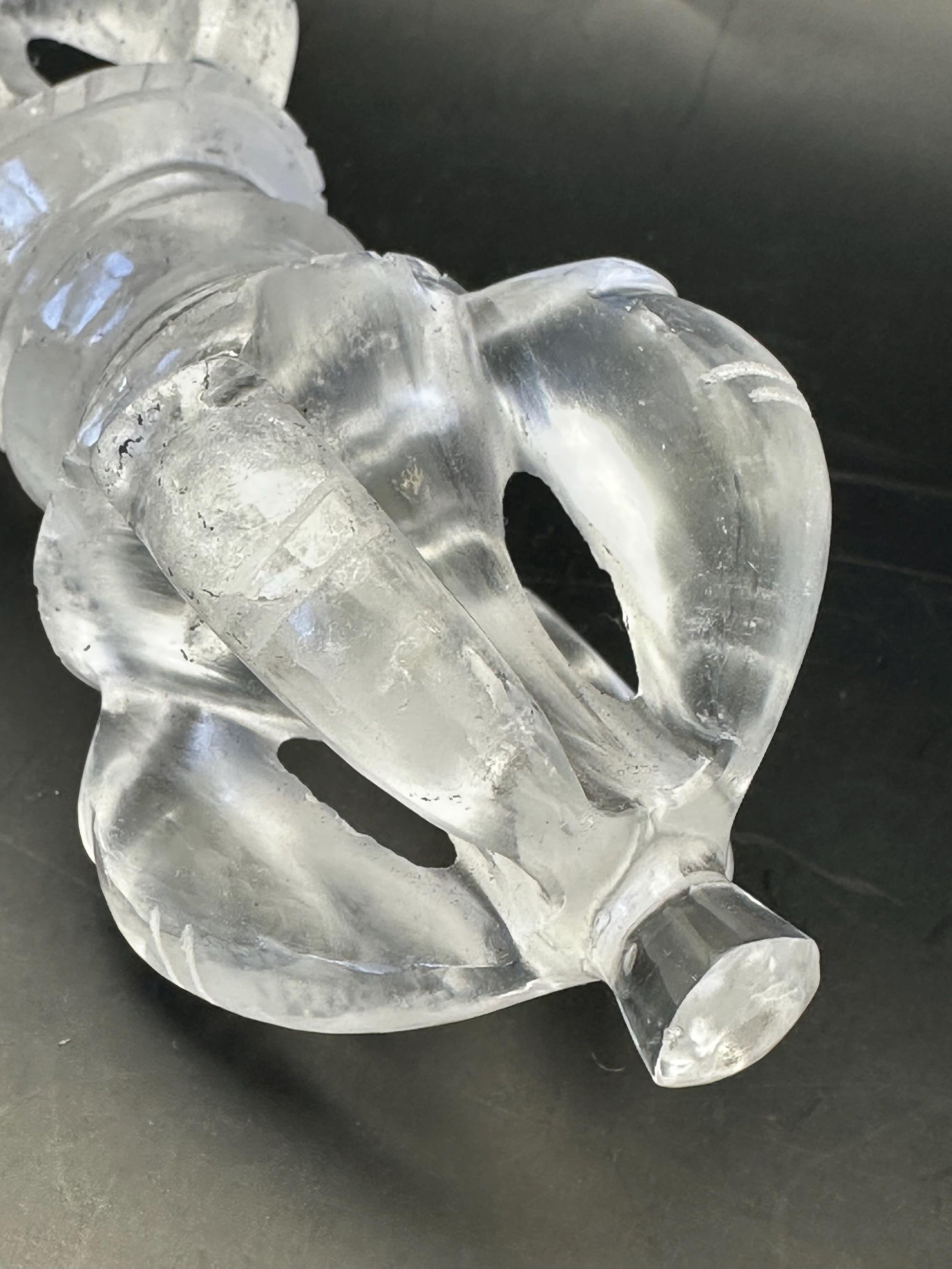 Quartz crystal vajra, ritual object, master handcrafted