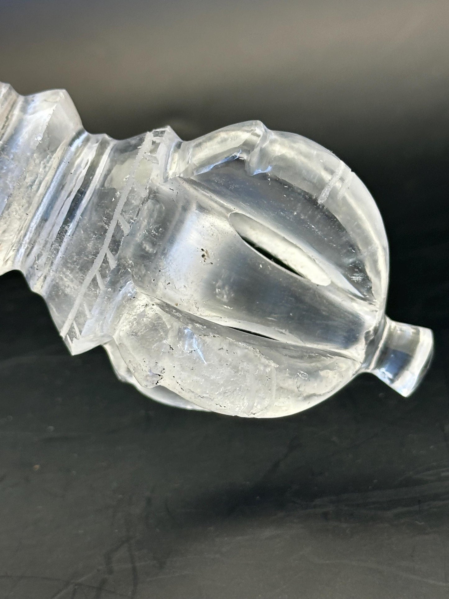 Quartz crystal vajra, ritual object, master handcrafted