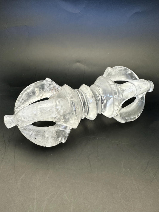 Quartz crystal vajra, ritual object, master handcrafted