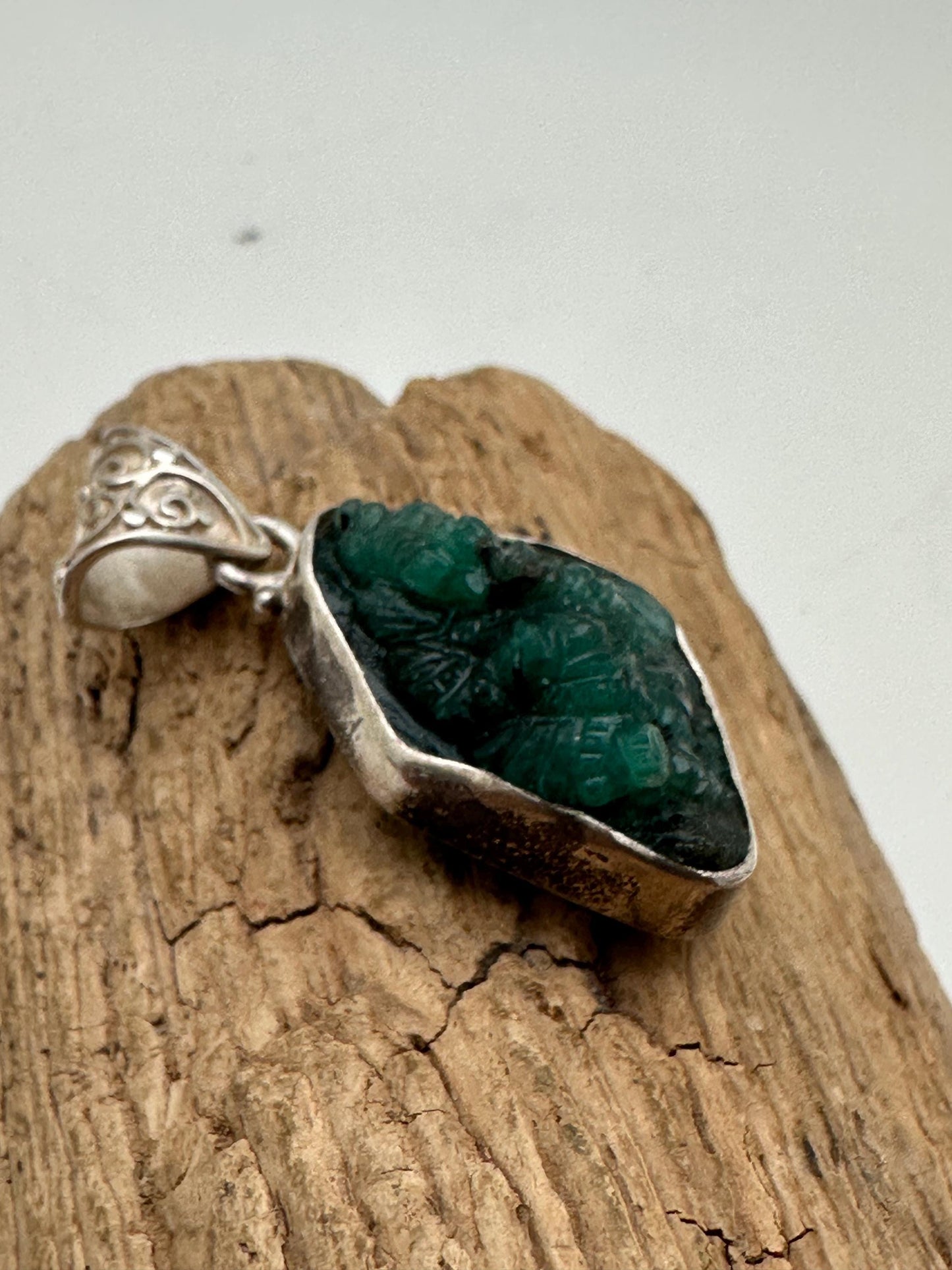 Emeril Ganesh Ganesh, untreated, natural Emerald, master handcrafted with sterling silver