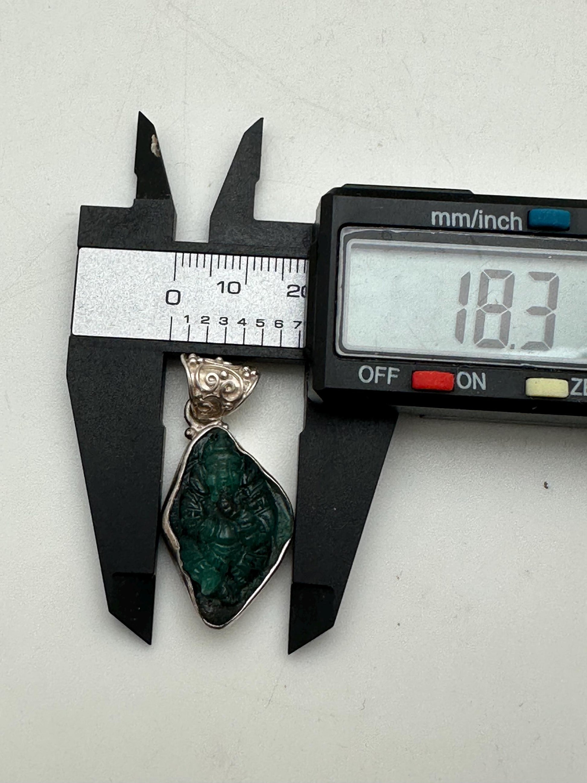 Emeril Ganesh Ganesh, untreated, natural Emerald, master handcrafted with sterling silver