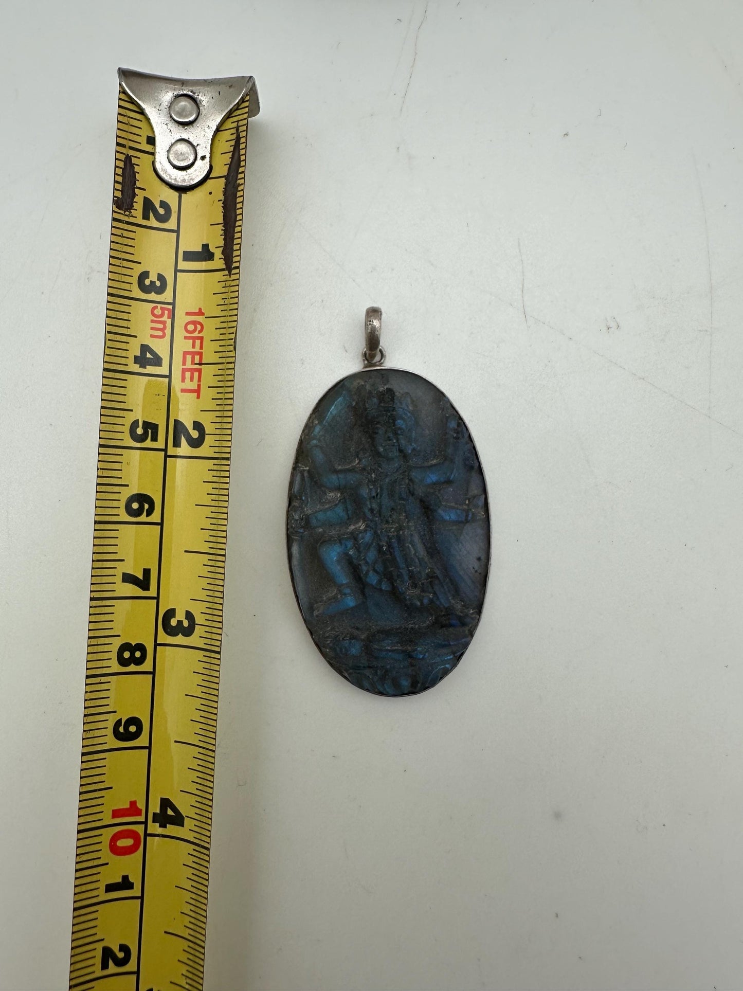 Kali pendant, master handcrafted labradorite with sterling silver, from nepal one of the kind