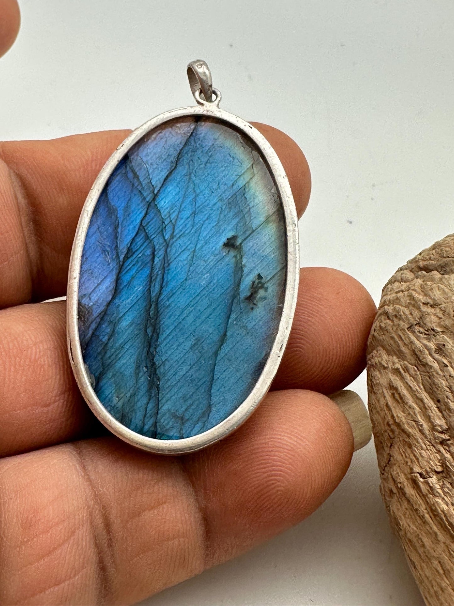 Kali pendant, master handcrafted labradorite with sterling silver, from nepal one of the kind