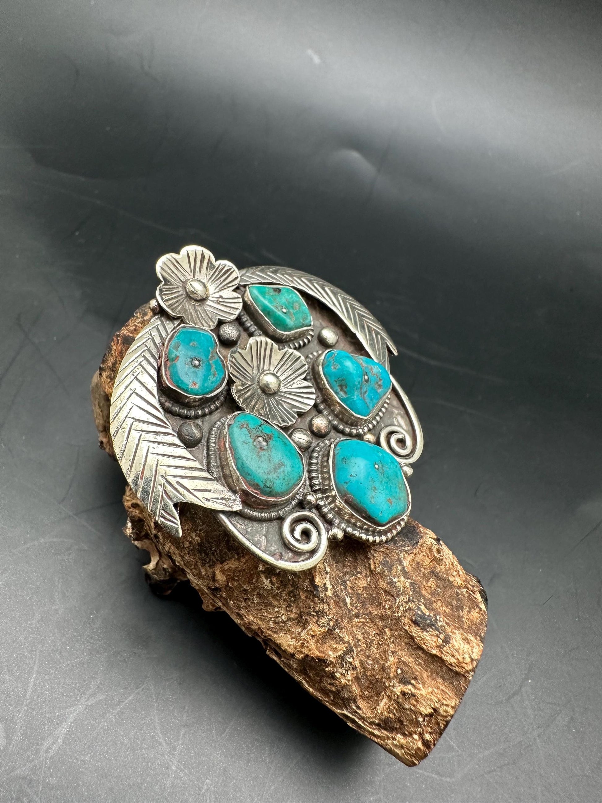 Turquoise pendent, untreated natural turquoise, master handcrafted with Tibetan silver from Nepal