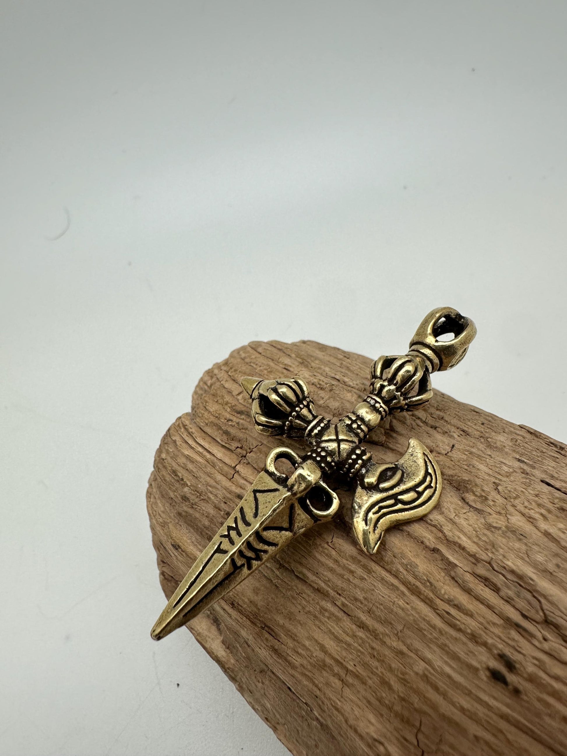 Phurba, phurpa pendent, sacred ritual amulet master handcrafted brass from nepal