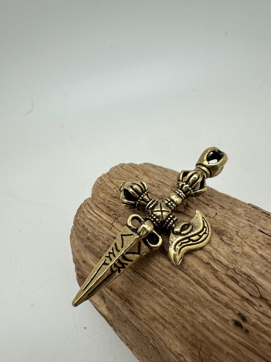 Phurba, phurpa pendent, sacred ritual amulet master handcrafted brass from nepal