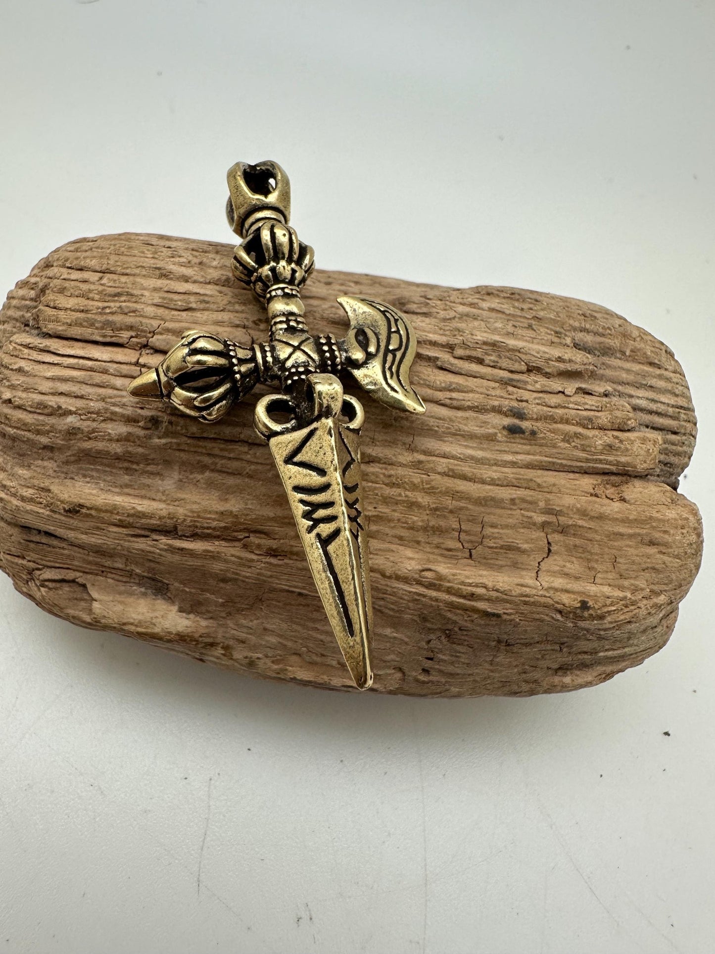 Phurba, phurpa pendent, sacred ritual amulet master handcrafted brass from nepal