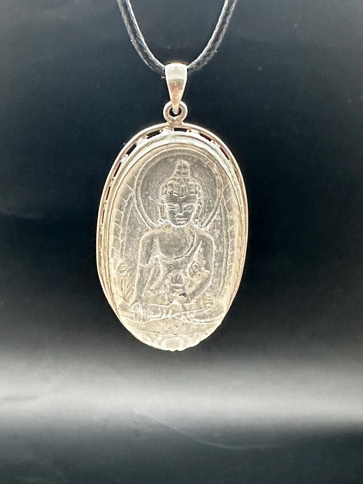 Medicine Buddha pendent, master handcrafted natural quartz crystal with sterling silver