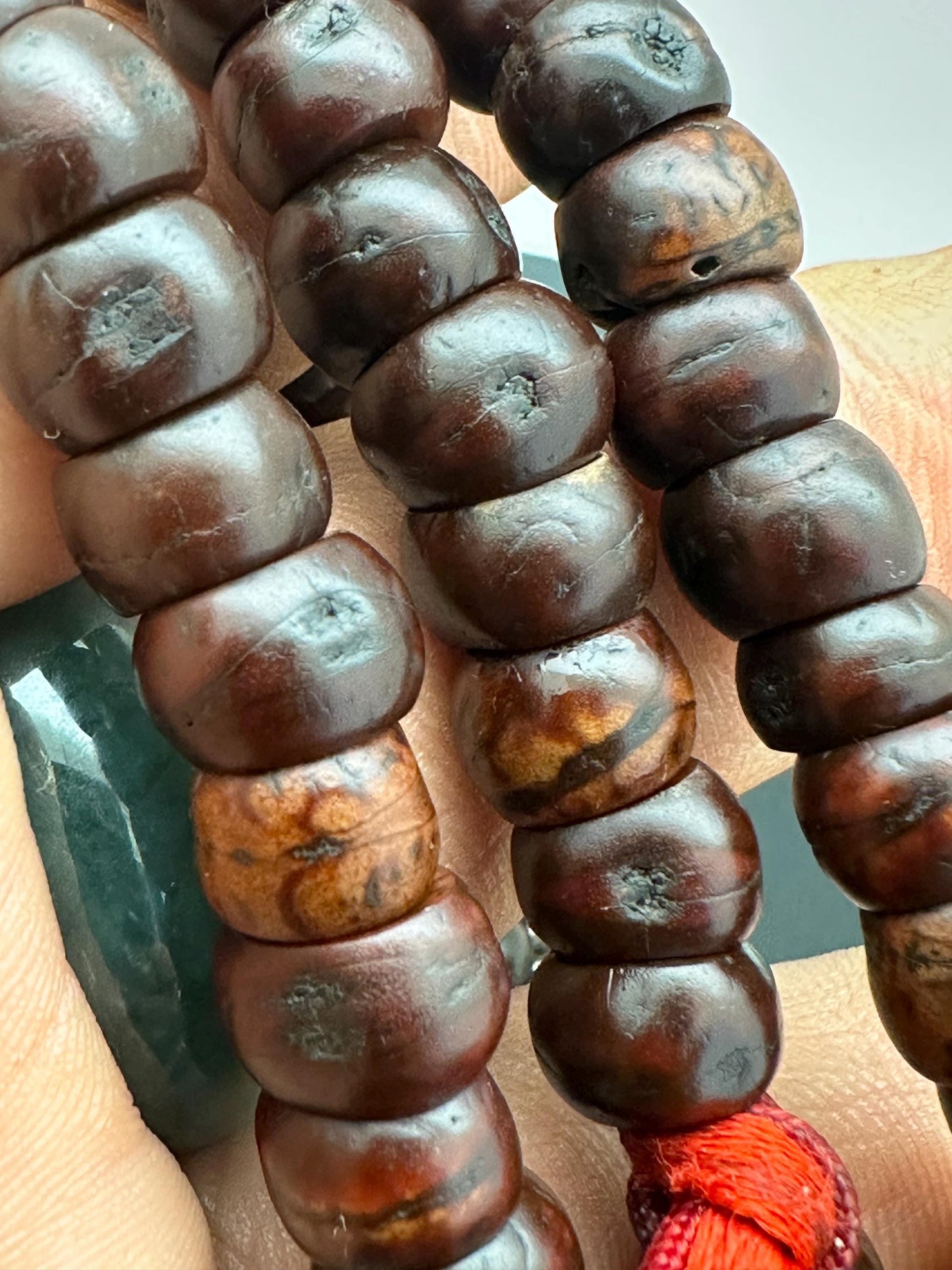 Antique Tibetan Bodhi Chita Prayer Beads, Silver Accents, Rare Practitioner Item