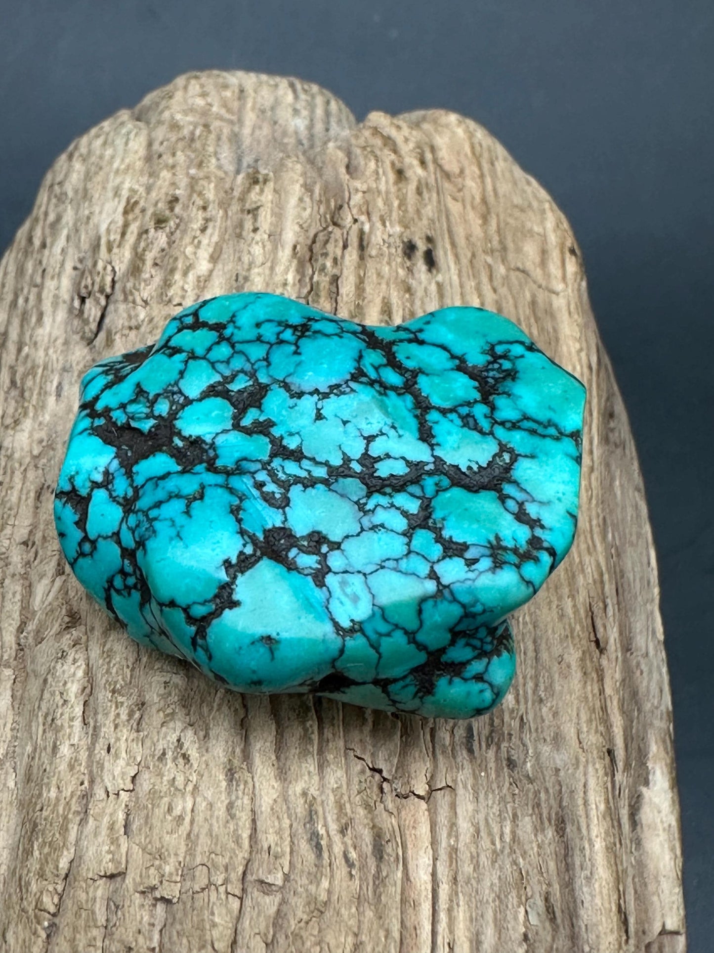 Vintage Tibetan Turquoise Gemstone, Natural Blue Stone, Rare Collectible