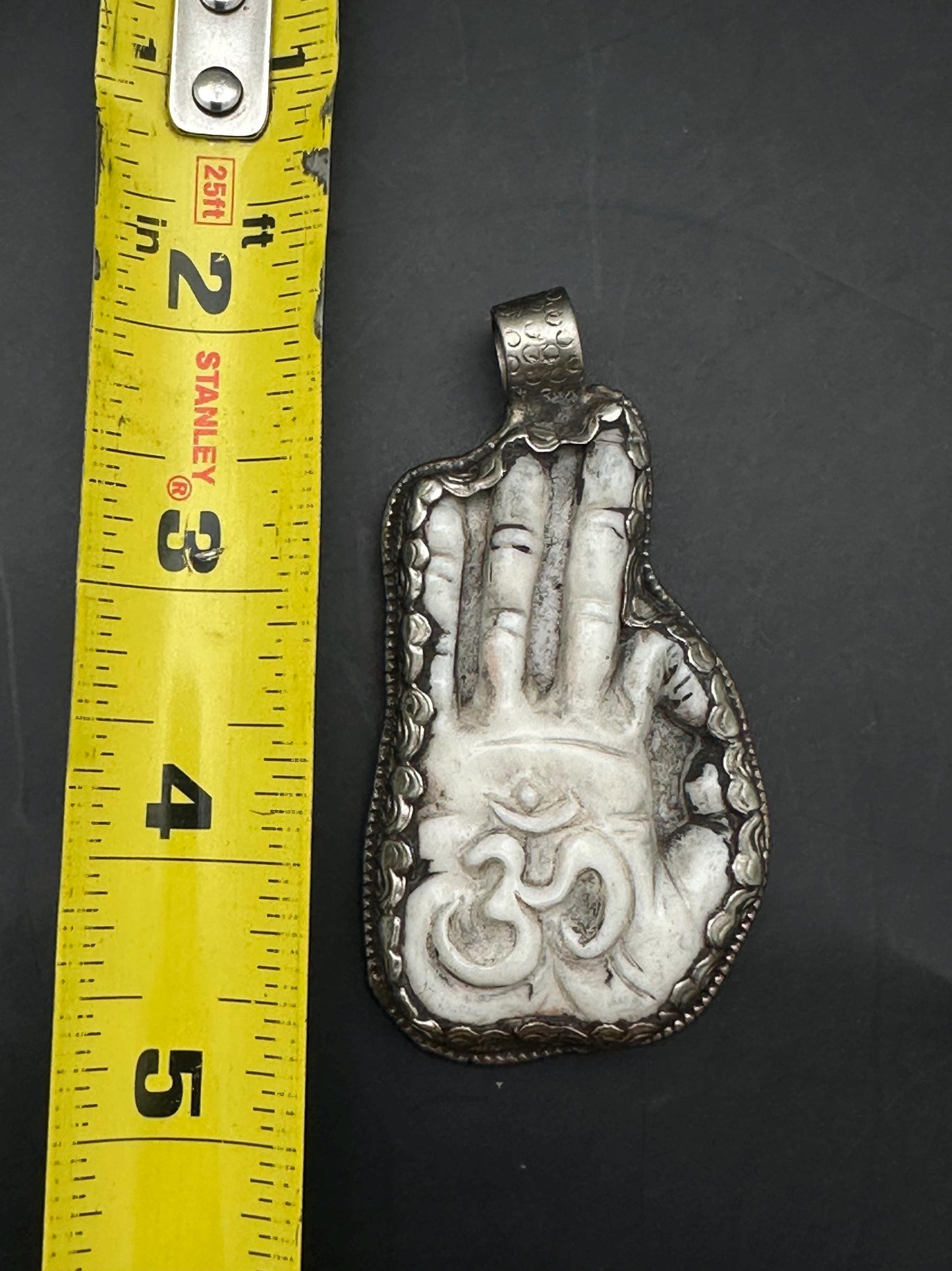 Buddha hand pendent, on mantra pendent, master handcrafted with yak bone
