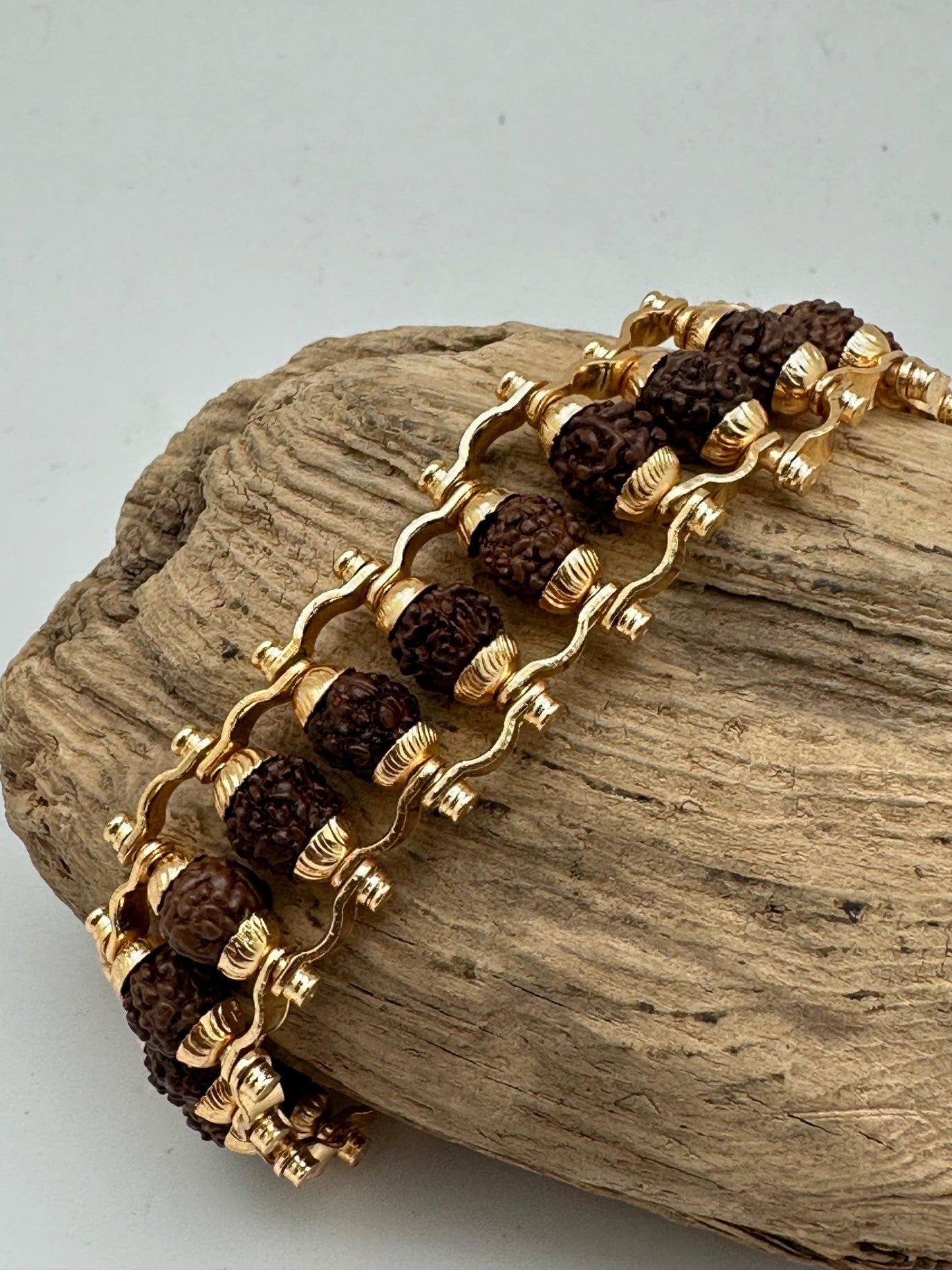 Rudrasha bracelet, emulate , master handmade with gild