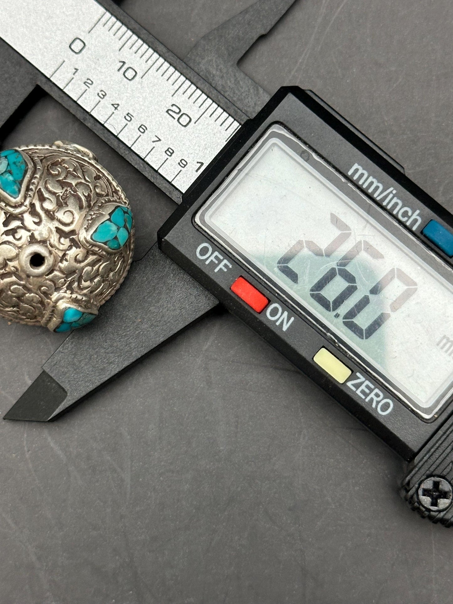 Tibetan turquoise beads, sterling silver bead, inlaid turquoise and coral, all natural