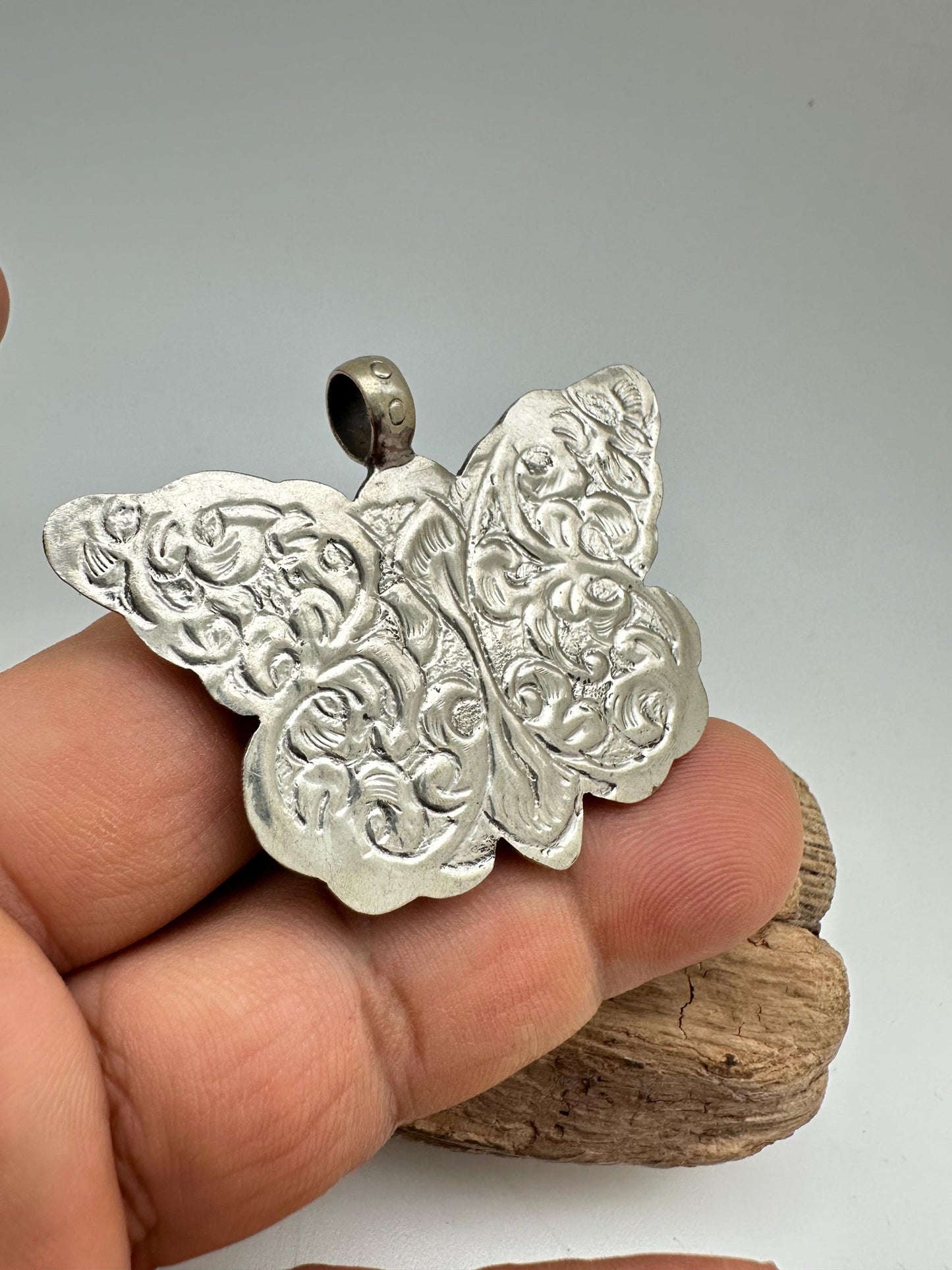 Handcrafted,Butterfly Pendant,natural turquoise , Tibetan silver, bug pendant