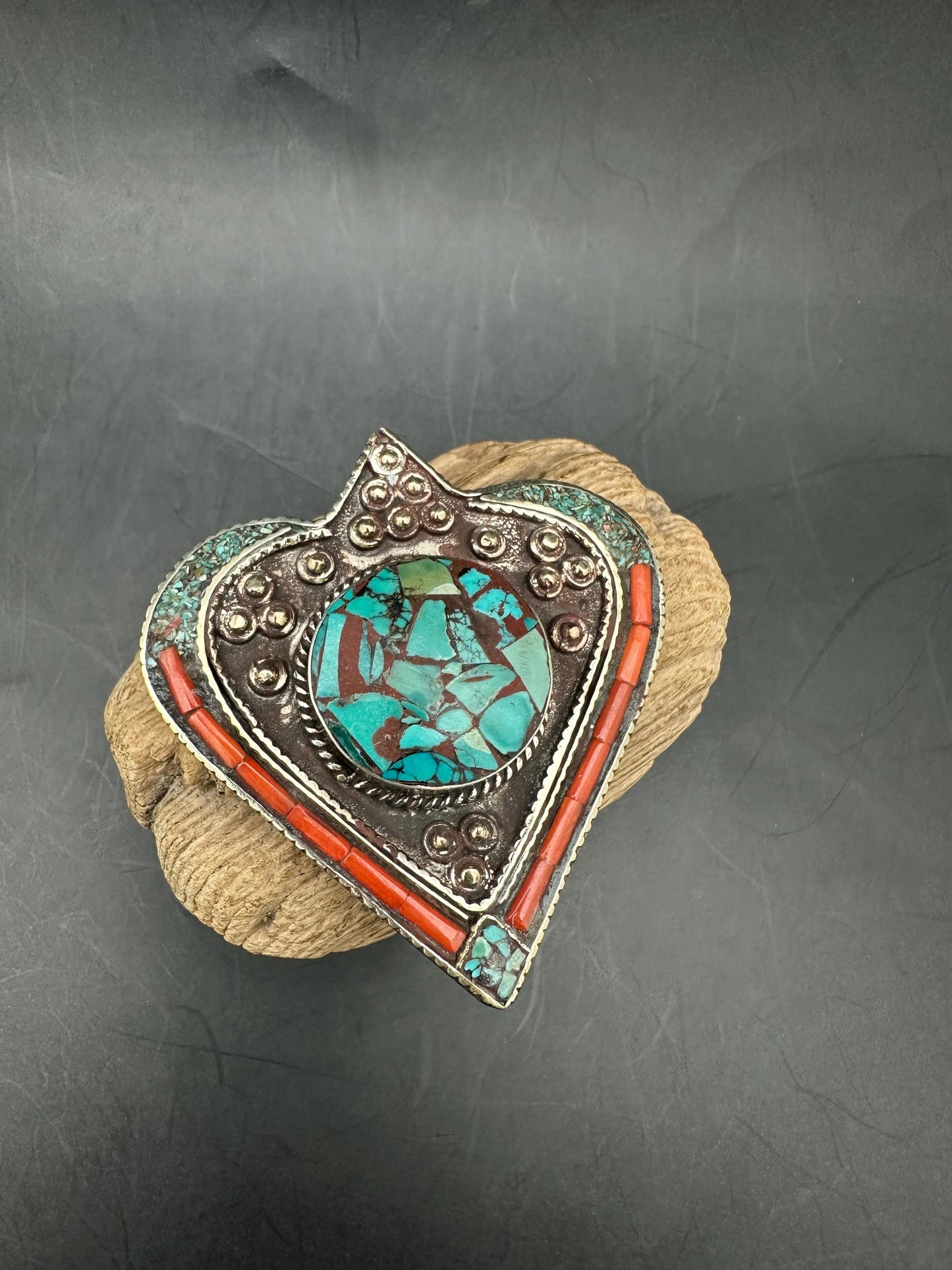 Tibetan jewelry, inlaid turquoise and coral with Tibetan silver