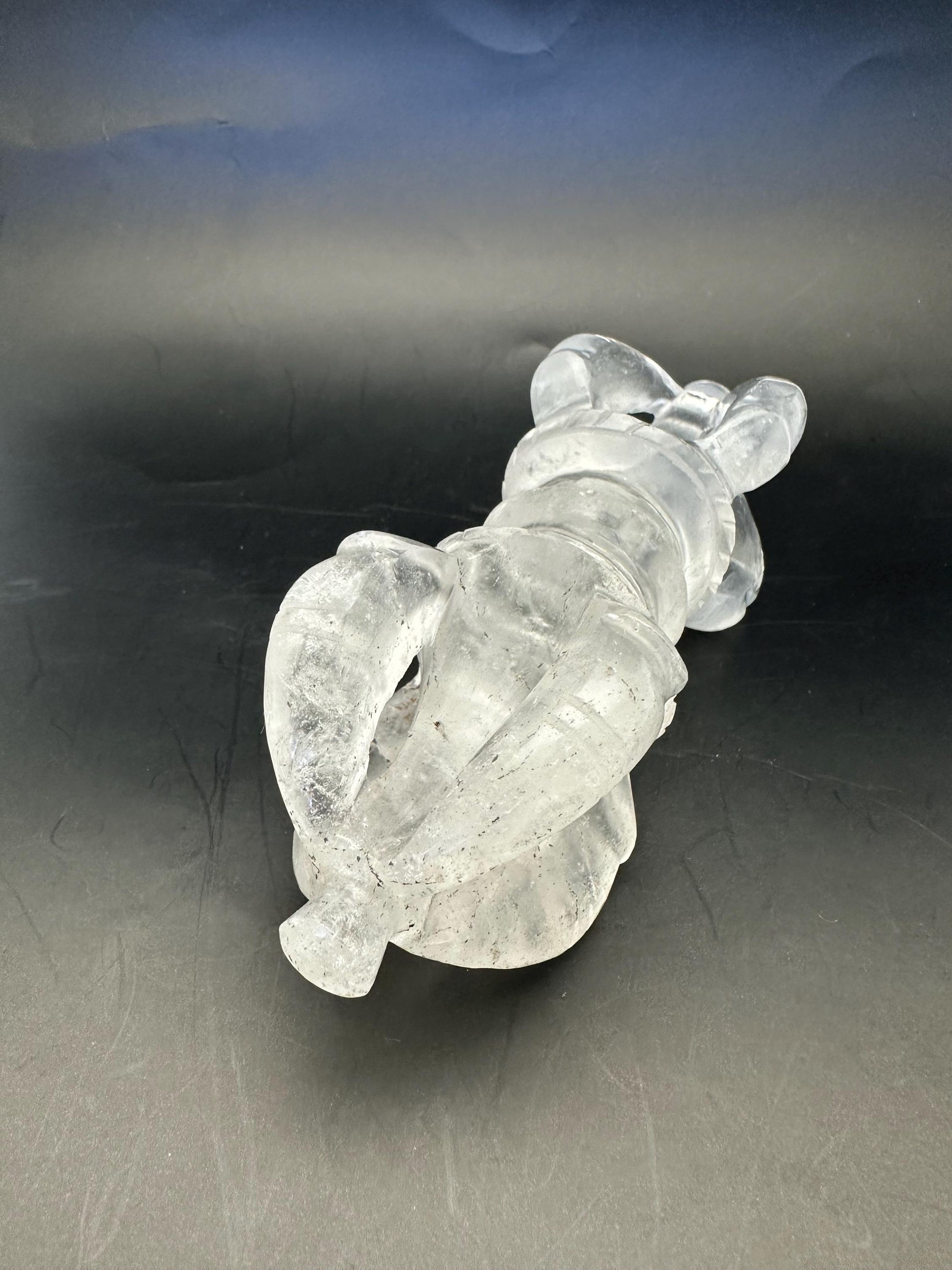 Quartz crystal vajra, ritual object, master handcrafted