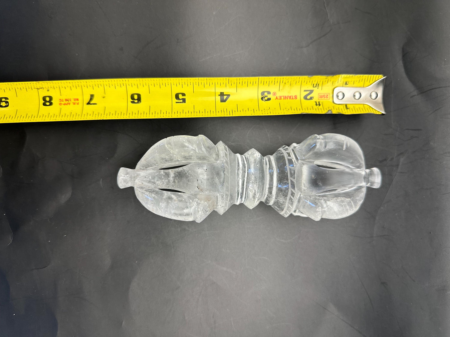 Quartz crystal vajra, ritual object, master handcrafted