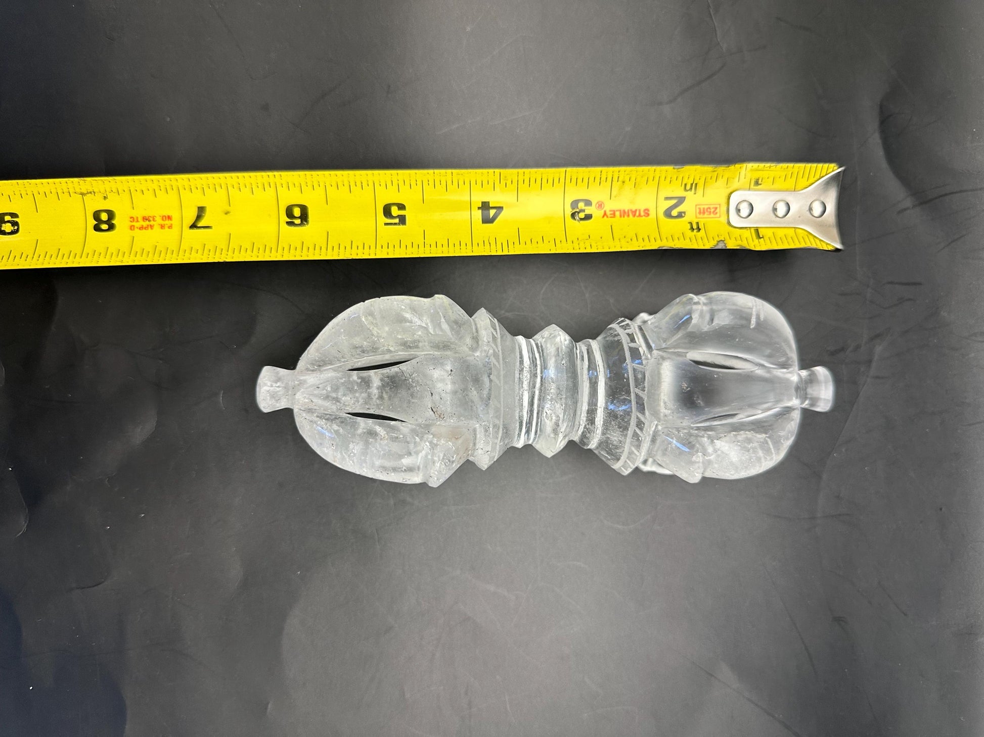 Quartz crystal vajra, ritual object, master handcrafted