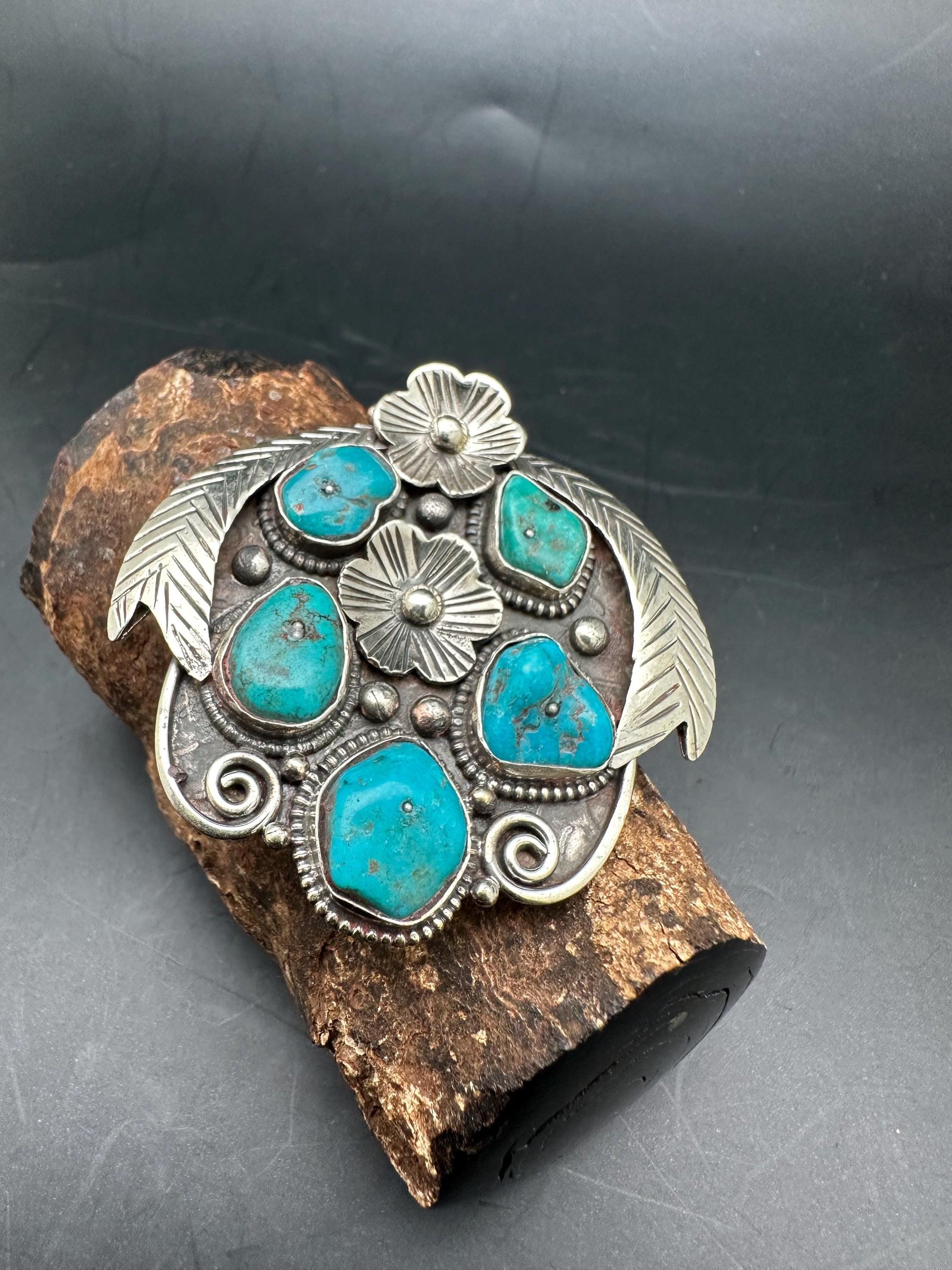 Turquoise pendent, untreated natural turquoise, master handcrafted with Tibetan silver from Nepal