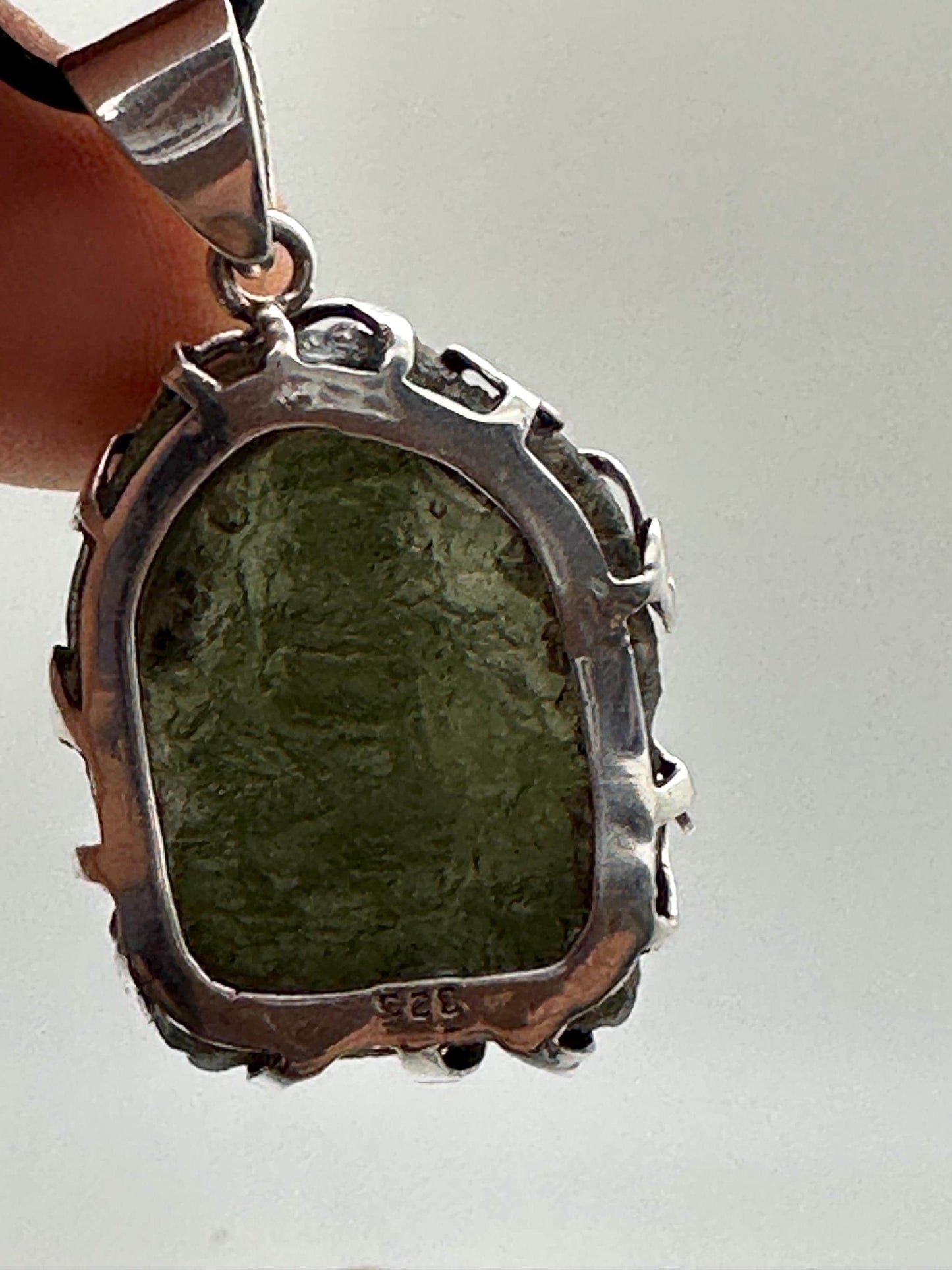 Moldevite green tara, master handcrafted with sterling silver, natural moldebite