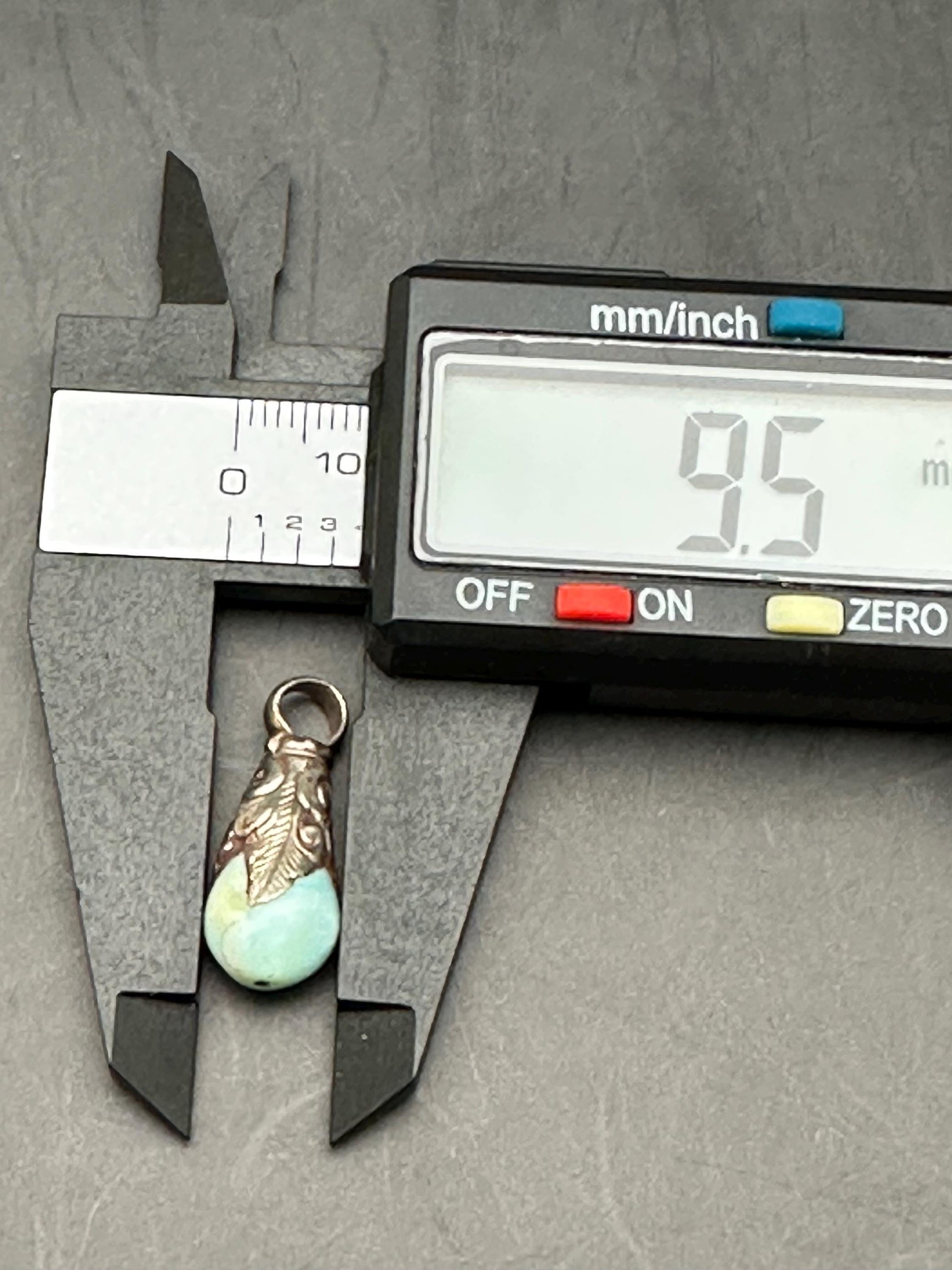 Handcrafted Teardrop Peruvian Opal Pendant, Tibetan Silver Capped Charm (25mmX9.5mm)