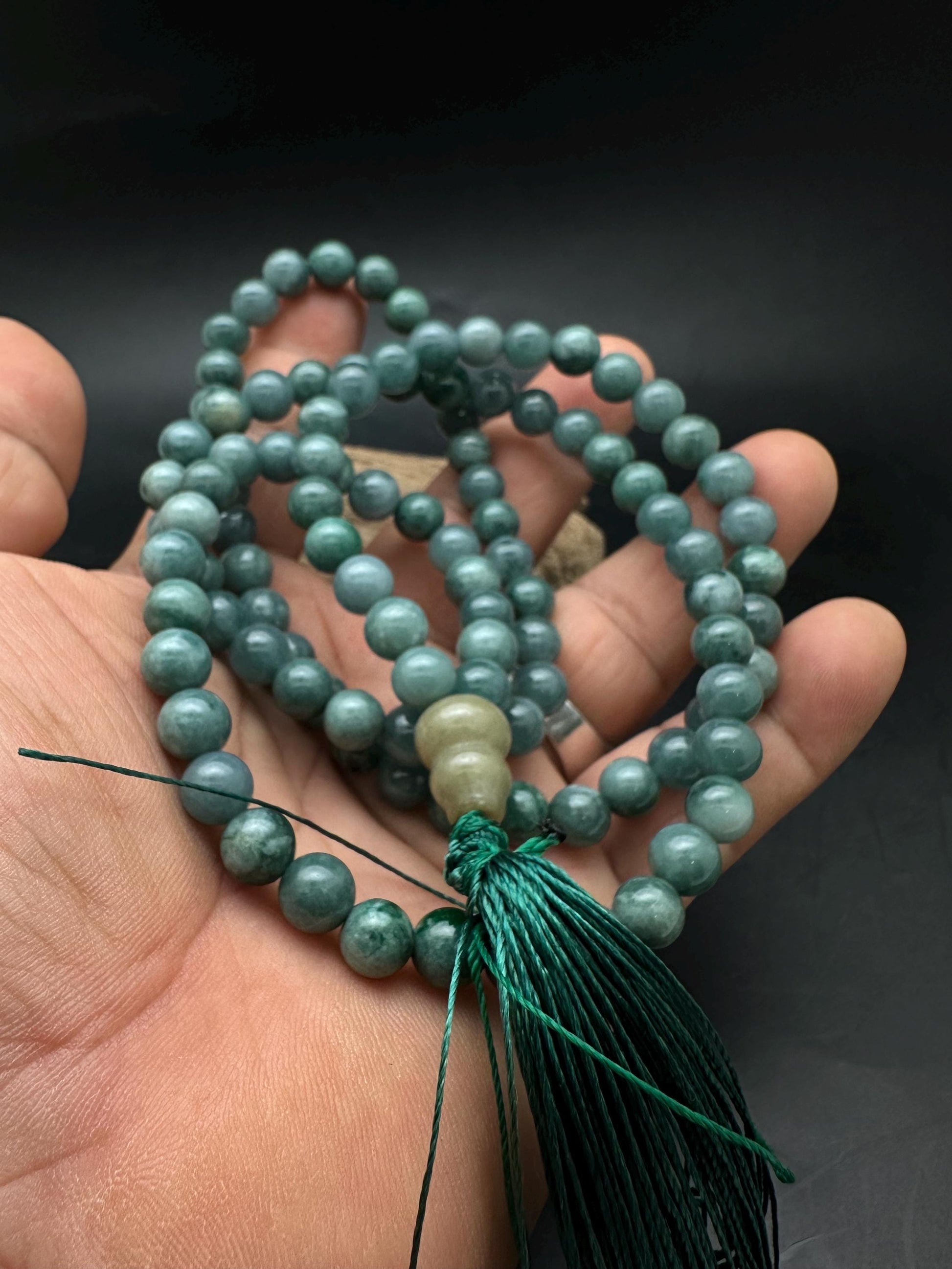 Natural Guatemala Jade Mala, 108 Beads, Prayer Beads
